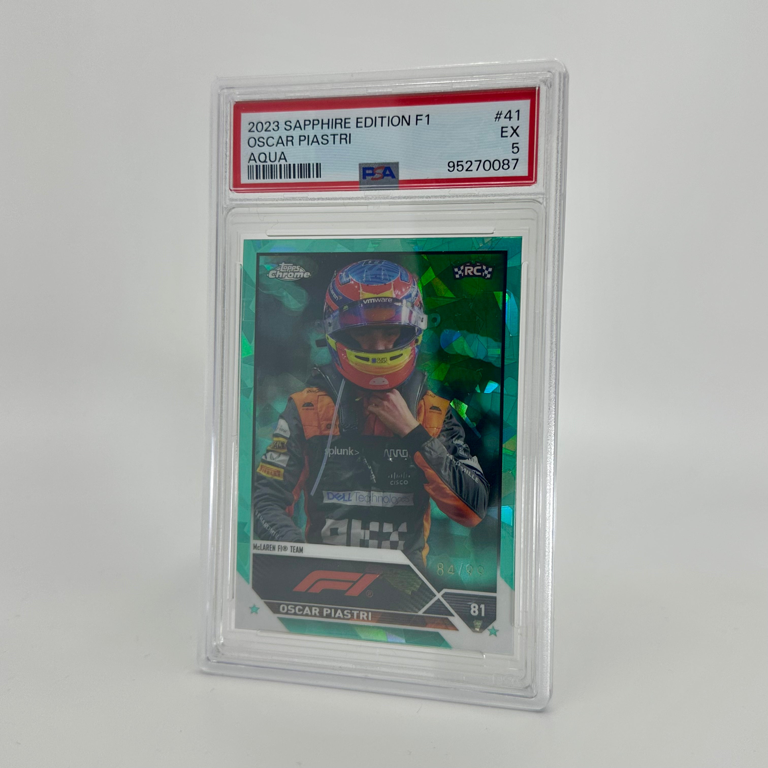 2023 Topps Chrome F1 Oscar Piastri #41 PSA 5 Rookie Card - 84/99 Aqua Sapphire Edition | Collectible Racing Memorabilia for F1 Fans & Card Collectors
