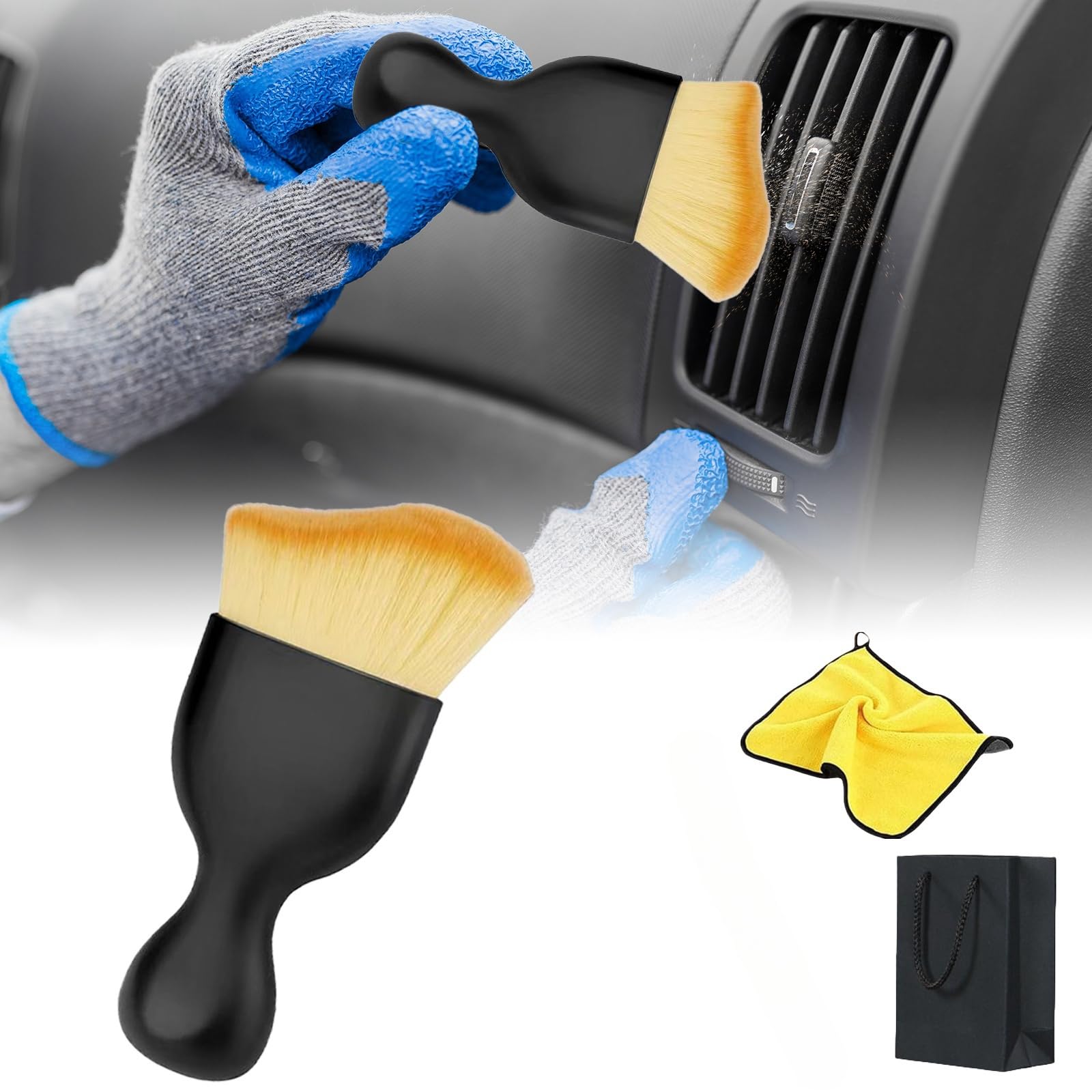 Woobrooch Car Interior Dust Sweeping Soft Brush with Case - Premium Car Cleaning Brush for Dashboard, Leather & Exterior (1pc) - Perfect for Auto Detailing, Home & Office Cleaning