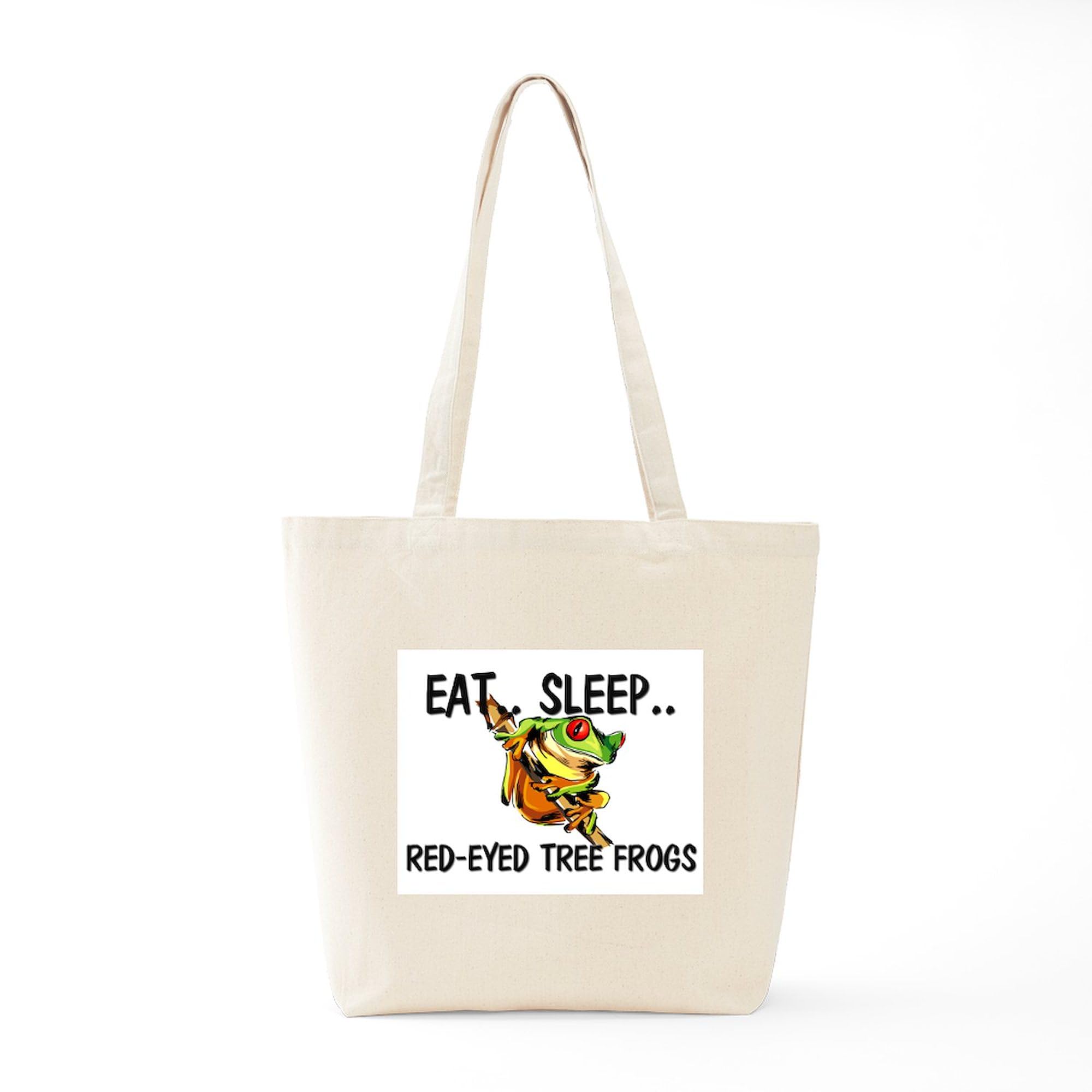 Eat Sleep Red Eyed Tree Frogs Tote Bag - Natural Canvas Reusable Shopping Bag for Groceries, Beach & Eco-Friendly Lifestyle