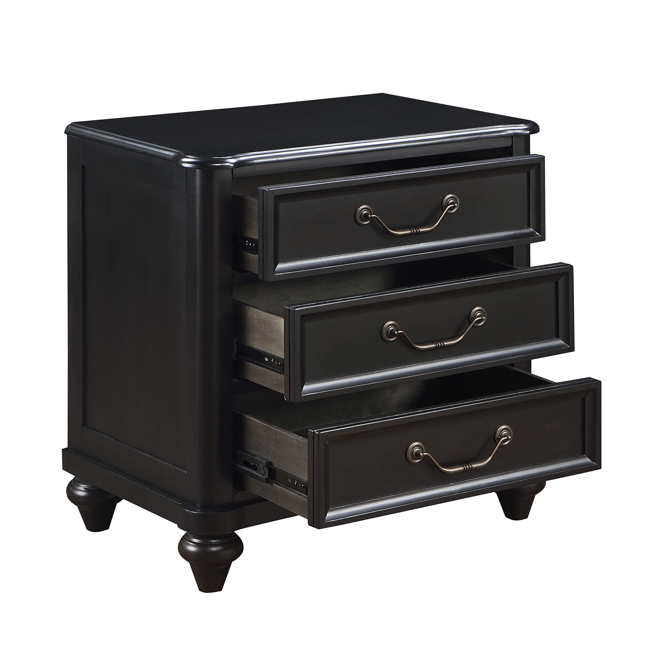 Lexicon Glenbury 3-Drawer Nightstand in Charcoal Brown - Modern Bedside Table for Bedroom with Storage Space - Perfect for Bedroom, Guest Room or Apartment