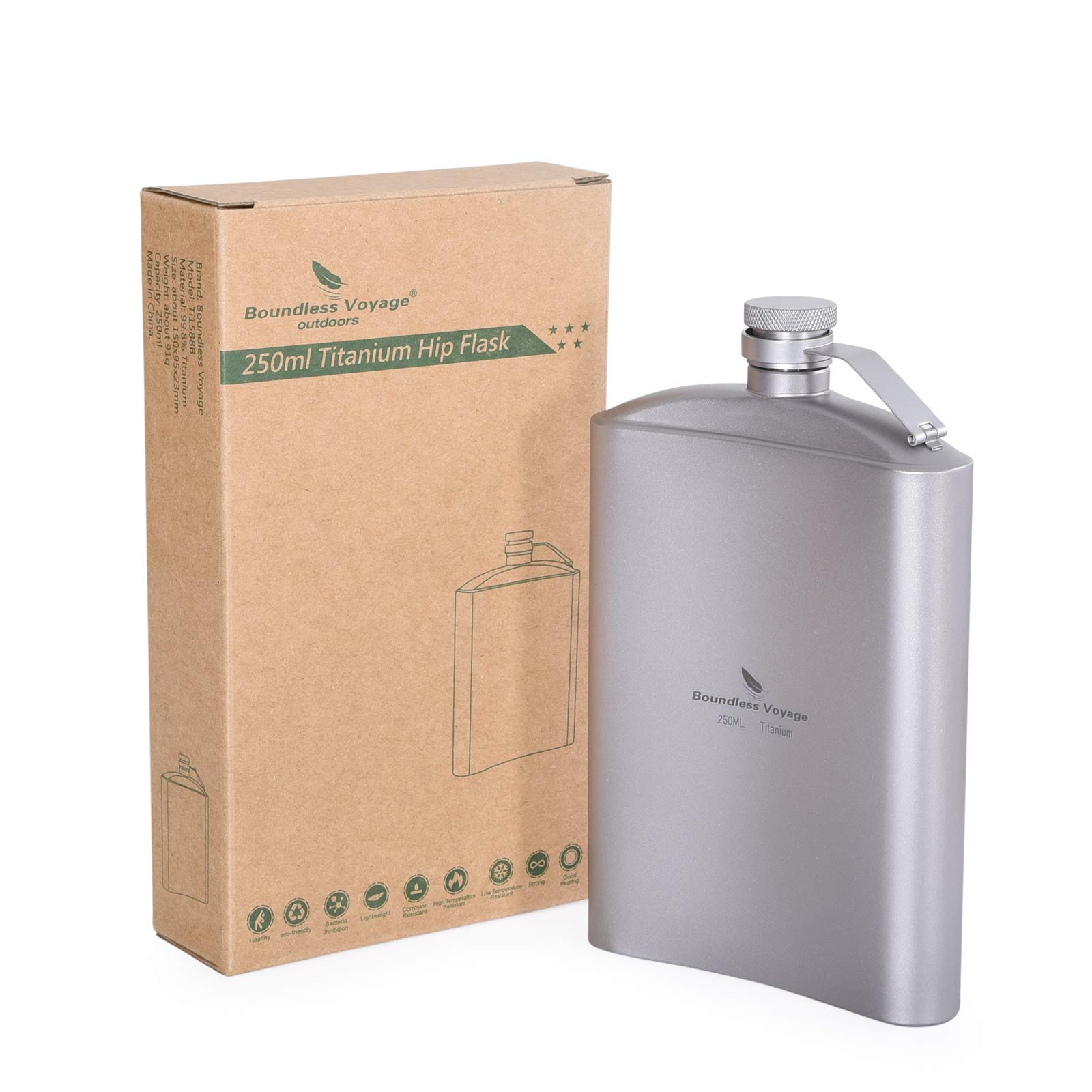 Premium Titanium Ultralight Hip Flask - Leakproof Portable Liquor Flask with Funnel for Whiskey, Vodka & Rum | Camping, Hiking, Picnic, Travel & Outdoor Drinking Accessories