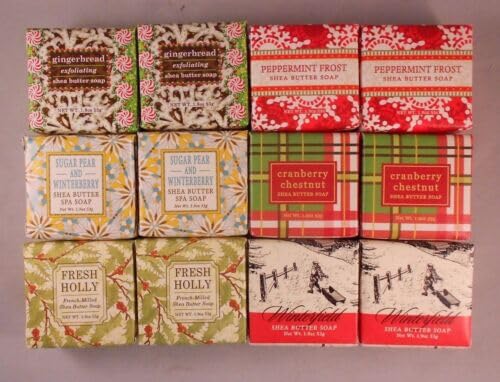 Greenwich Bay Shea Butter Christmas Spa Soap Gift Set - 1.9 oz Bars (4 or 6 Pack) - Moisturizing Handmade Soap for Holiday Gifts & Winter Skin Care - Perfect for Christmas Stocking Stuffers, Spa Day Gifts & Dry Skin Relief