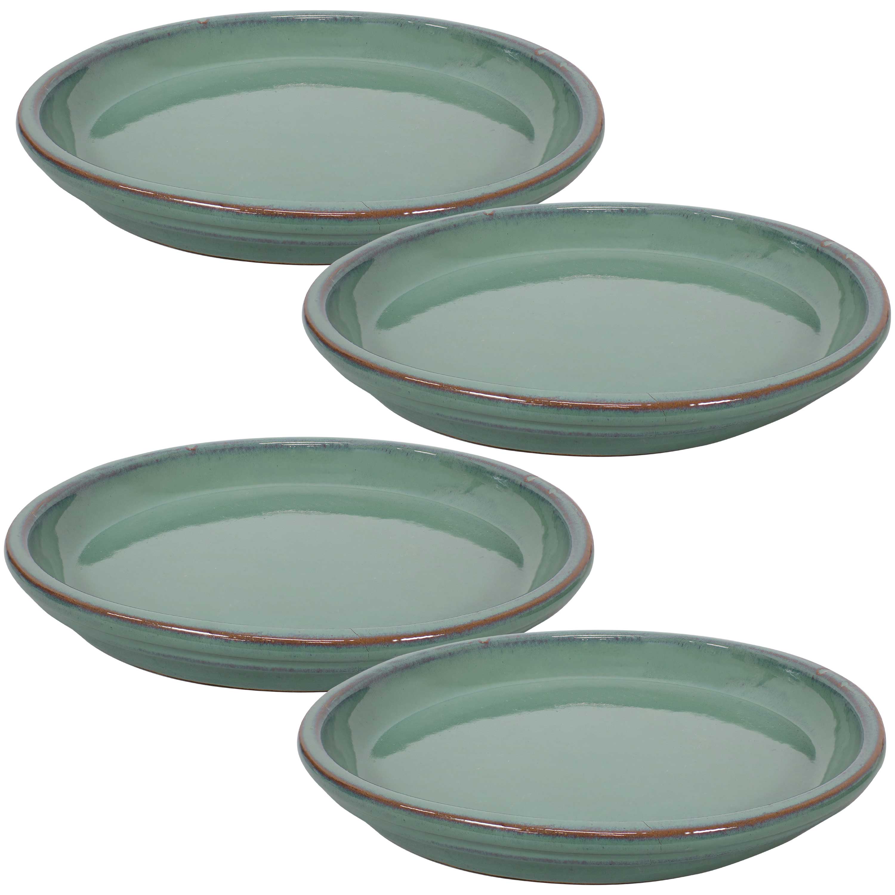 Sunnydaze 4-Pack Glazed Ceramic Plant Saucers for Indoor & Outdoor Potted Plants – Perfect for Home, Garden, and Patio Decor