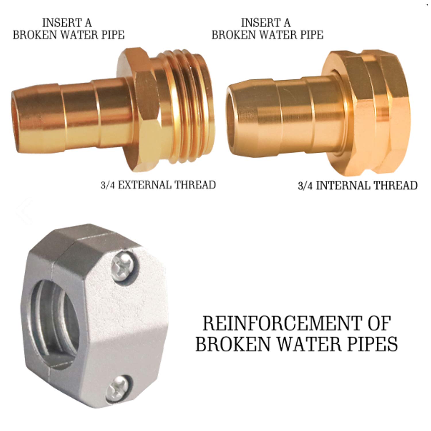 Hourleey Zinc & Aluminum Garden Hose Repair Fittings Set - 2 Female & 2 Male Connectors for Leak-Free Water Hose Repairs | Perfect for Lawn Irrigation, Car Washing & Outdoor Watering