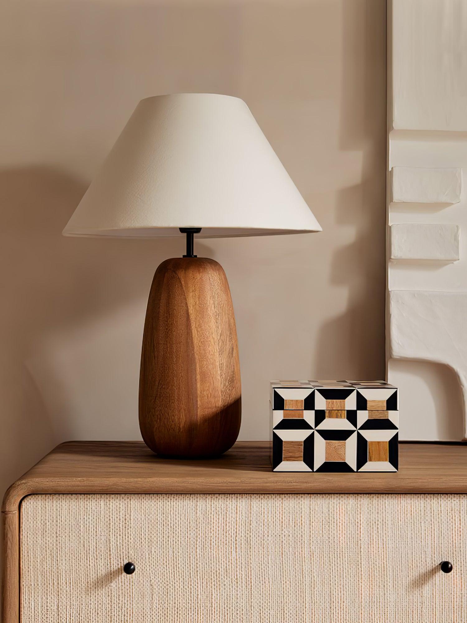 Stylish Irving Wood Table Lamp - Modern Home & Office Decor Lighting for Bedroom, Living Room, and Study - Warm Ambient Light for Reading & Relaxation