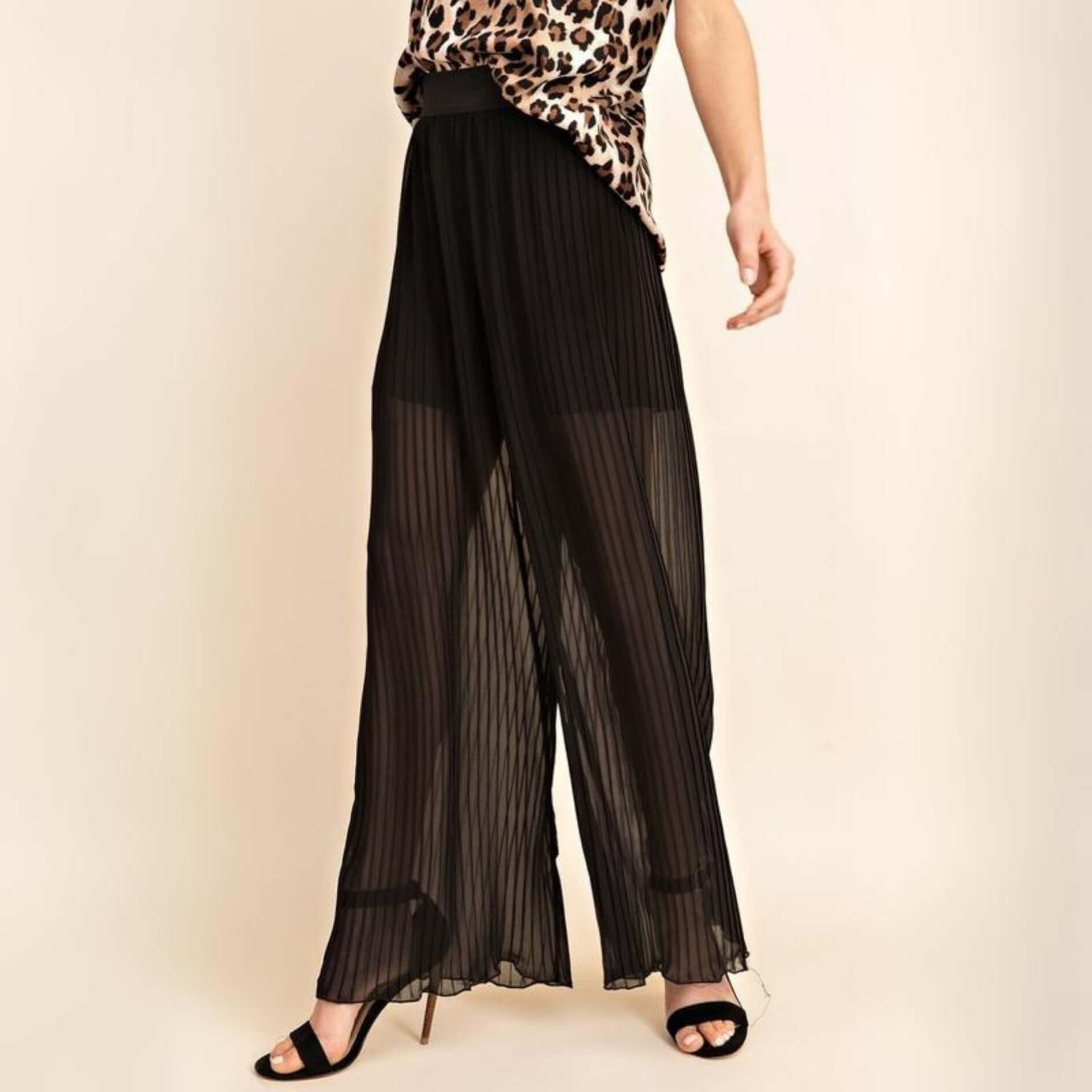 Stylish Sheer Pleated Pants for Women - Made in USA | Comfortable & Elegant for Office, Party & Casual Wear