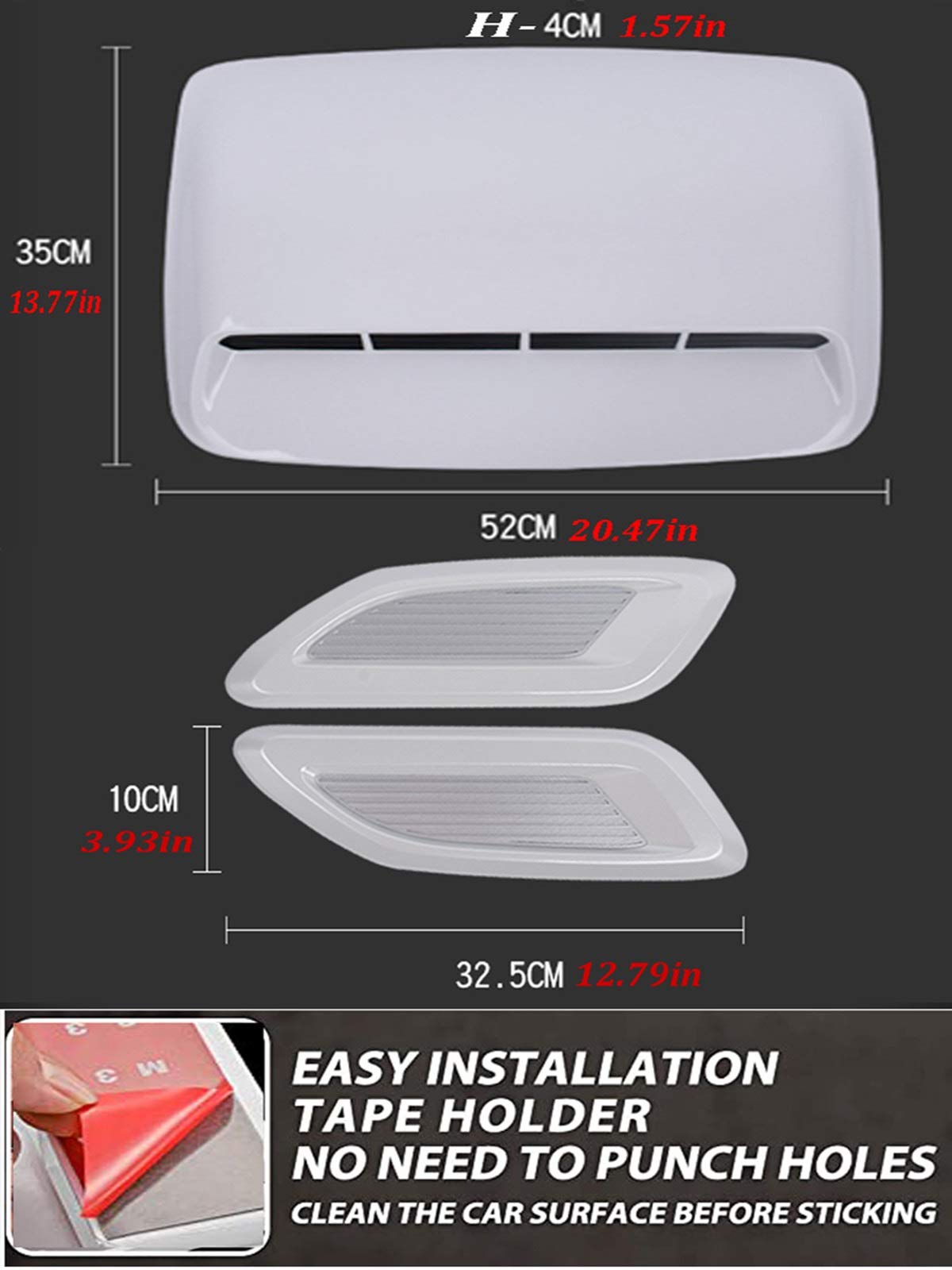 Universal Car Hood Scoop & Vent Combo - Fake Air Outlet Decorative Sticker - Creative Hood Air Intake Accessory (Style 1) - Perfect for Car Enthusiasts & Custom Vehicle Styling