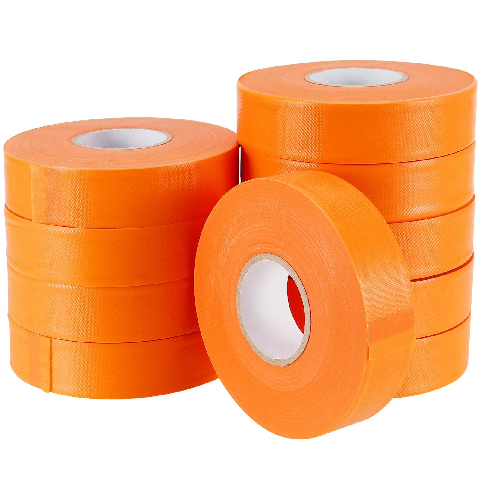 MOUYAT 10 Rolls Orange Flagging Tape - 3280 Feet x 1 Inch Fluorescent High Visibility Non-Adhesive Survey Marking Tape for Hazardous Areas, Workplace Safety & Boundary Identification - Perfect for Construction Sites, Utility Work & Outdoor Surveying