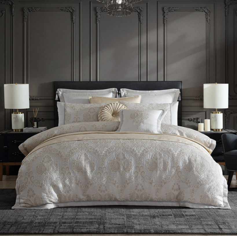 Emerson Ivory Quilt Cover Set by Davinci - Premium 100% Cotton Queen Size Bedding Set with 2 Pillow Shams | Soft & Breathable for All Seasons | Perfect for Master Bedroom, Guest Room & Hotel Decor