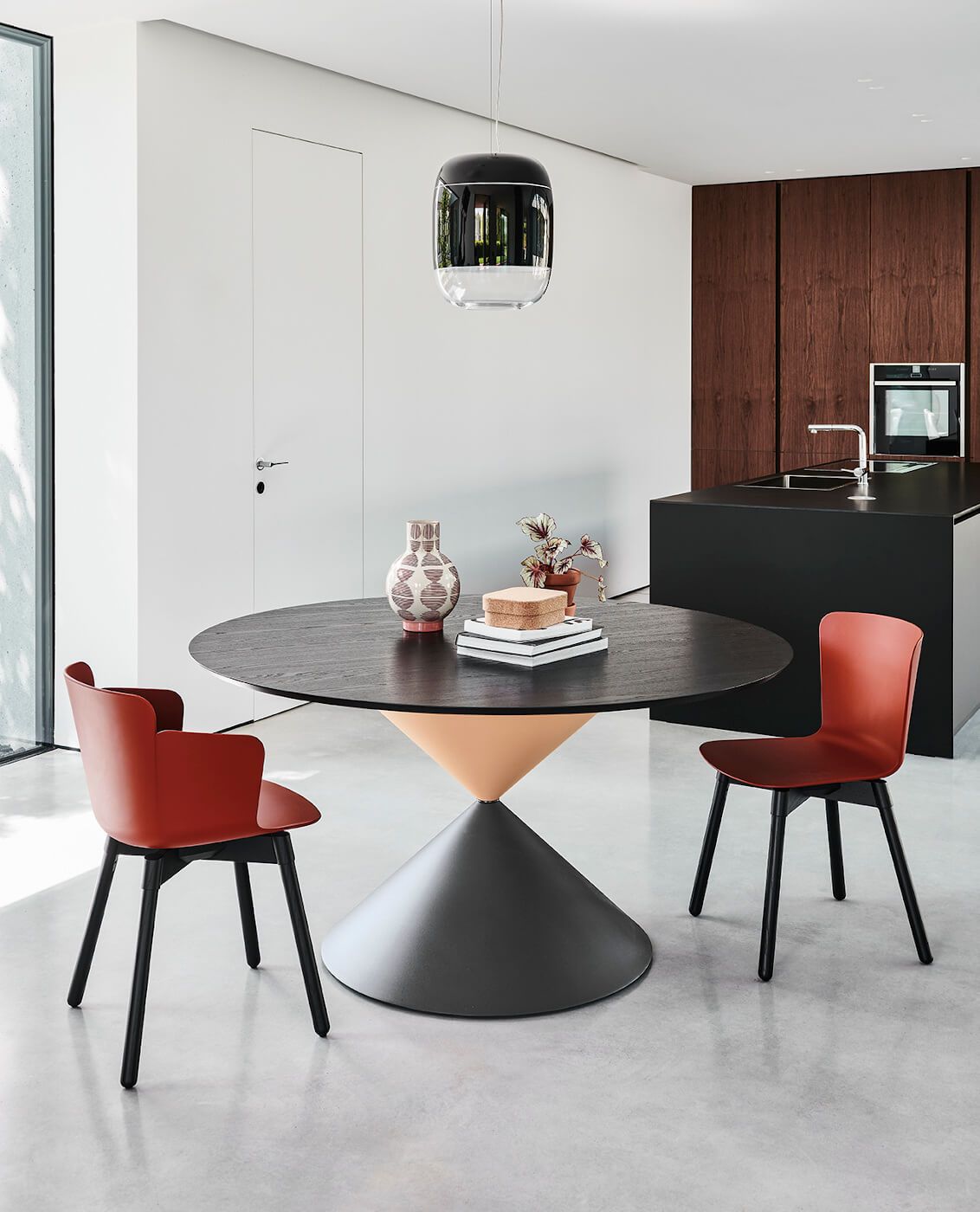 Midj Clessidra Modern Dining Table - Elegant Glass Top & Sturdy Metal Base for Kitchen, Dining Room, or Open-Concept Living Space