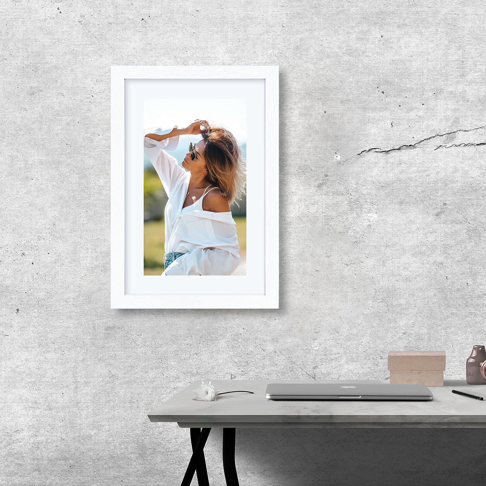 VCK 12x18 Inch Solid Wood Poster Frames - Set of 3 White Wall Mounting Hanging Picture Frames for Home Decor, Office, Gallery & Living Room Display