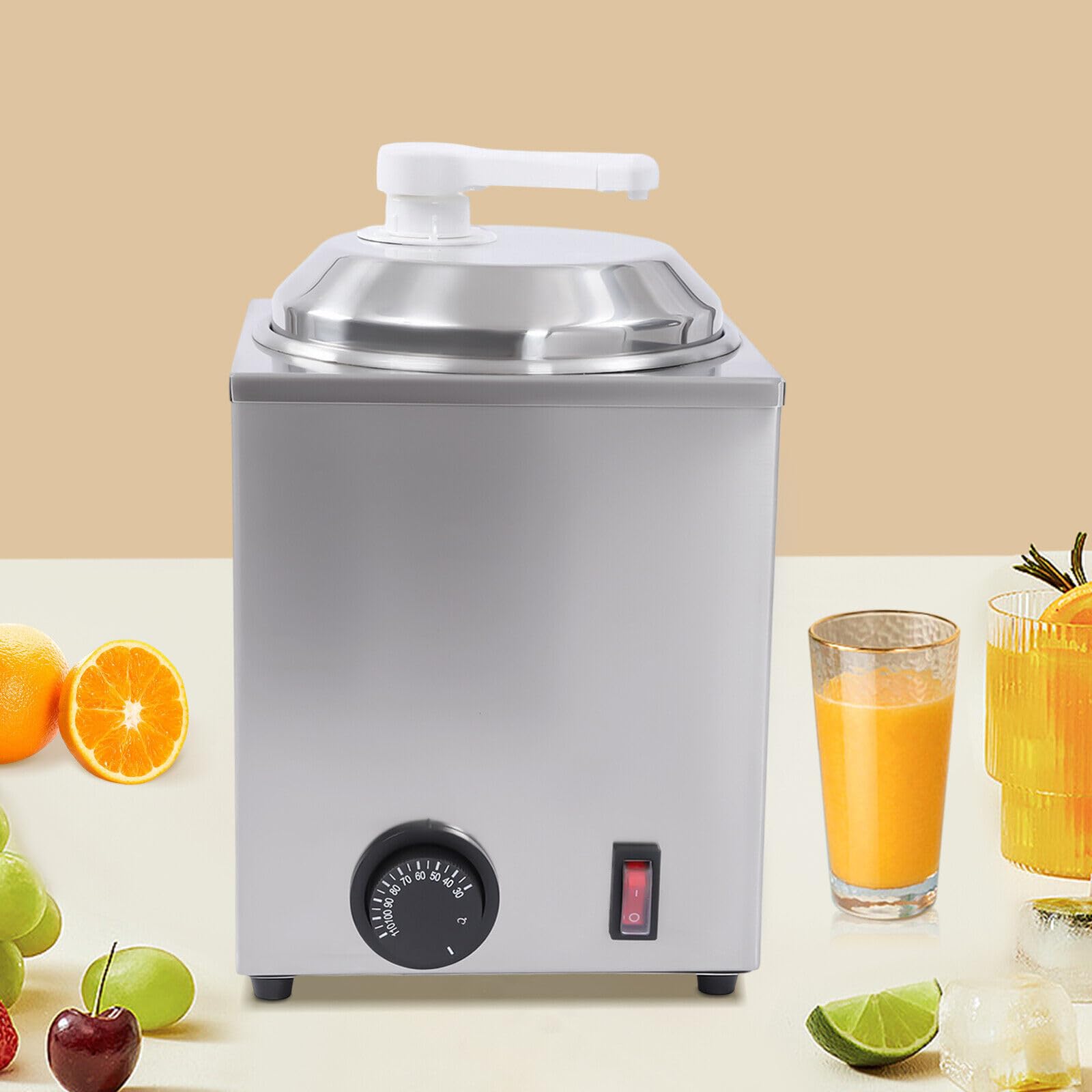 **Electric Cheese Dispenser with Pump - 2.4Qt Stainless Steel Nacho Cheese Warmer, 650W Hot Fudge & Caramel Butter Dispenser - Perfect for Parties, Cinemas & Restaurants**