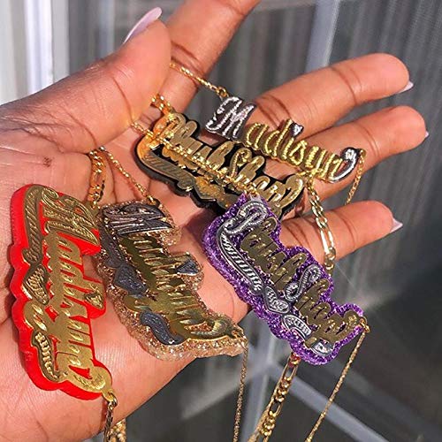 Custom Name Necklace - Personalized Double Nameplate Acrylic Pendant with Any Name - Elegant & Dazzling Jewelry Gift for Women - Perfect for Anniversaries, Birthdays & Special Occasions
