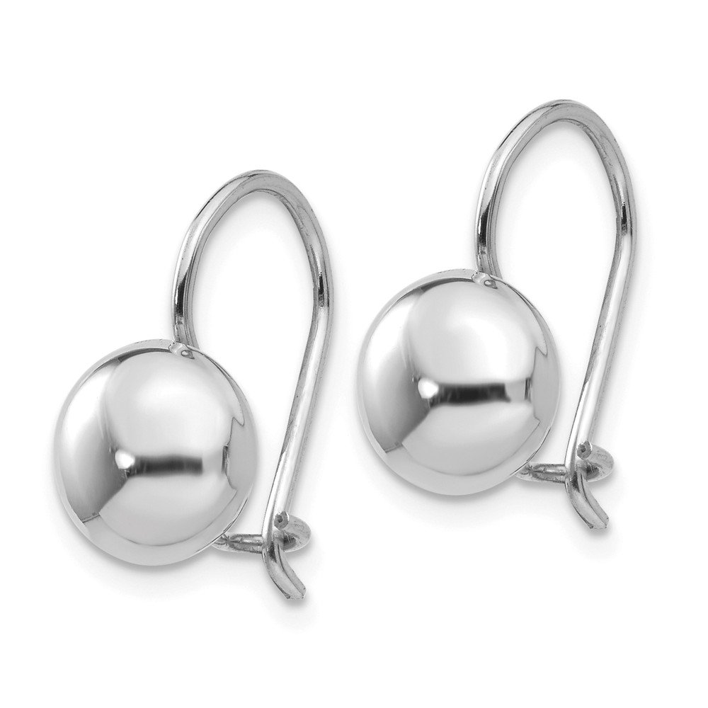 14K White Gold Polished 8mm Button Kidney Wire Earrings for Women - Elegant Stud Earrings for Everyday Wear, Parties & Special Occasions