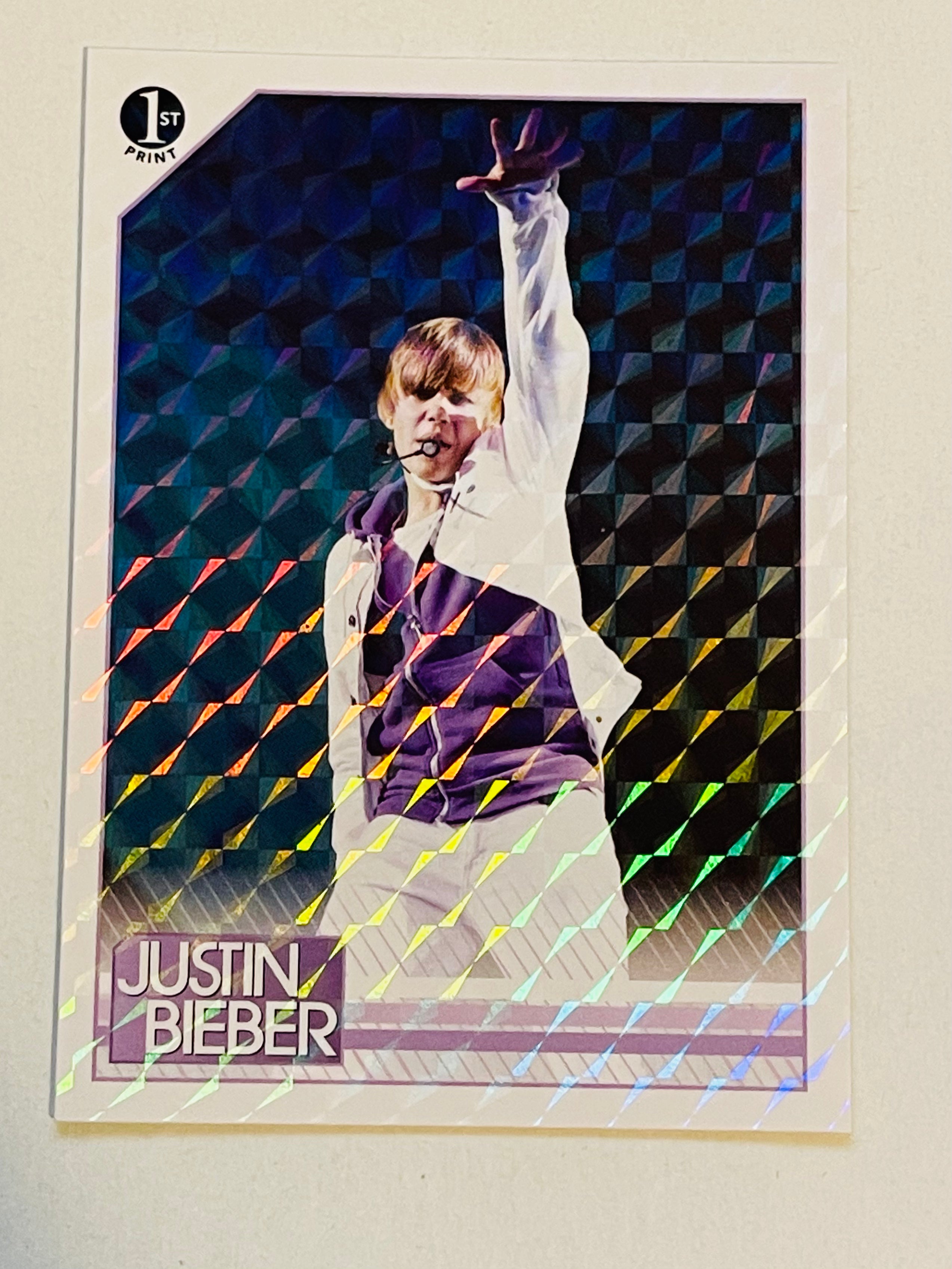 Justin Bieber 2010 Prism Foil Insert Card - Rare Collectible Trading Card for Fans & Memorabilia Collectors - Perfect for Display, Gifts, and Trading Card Collections