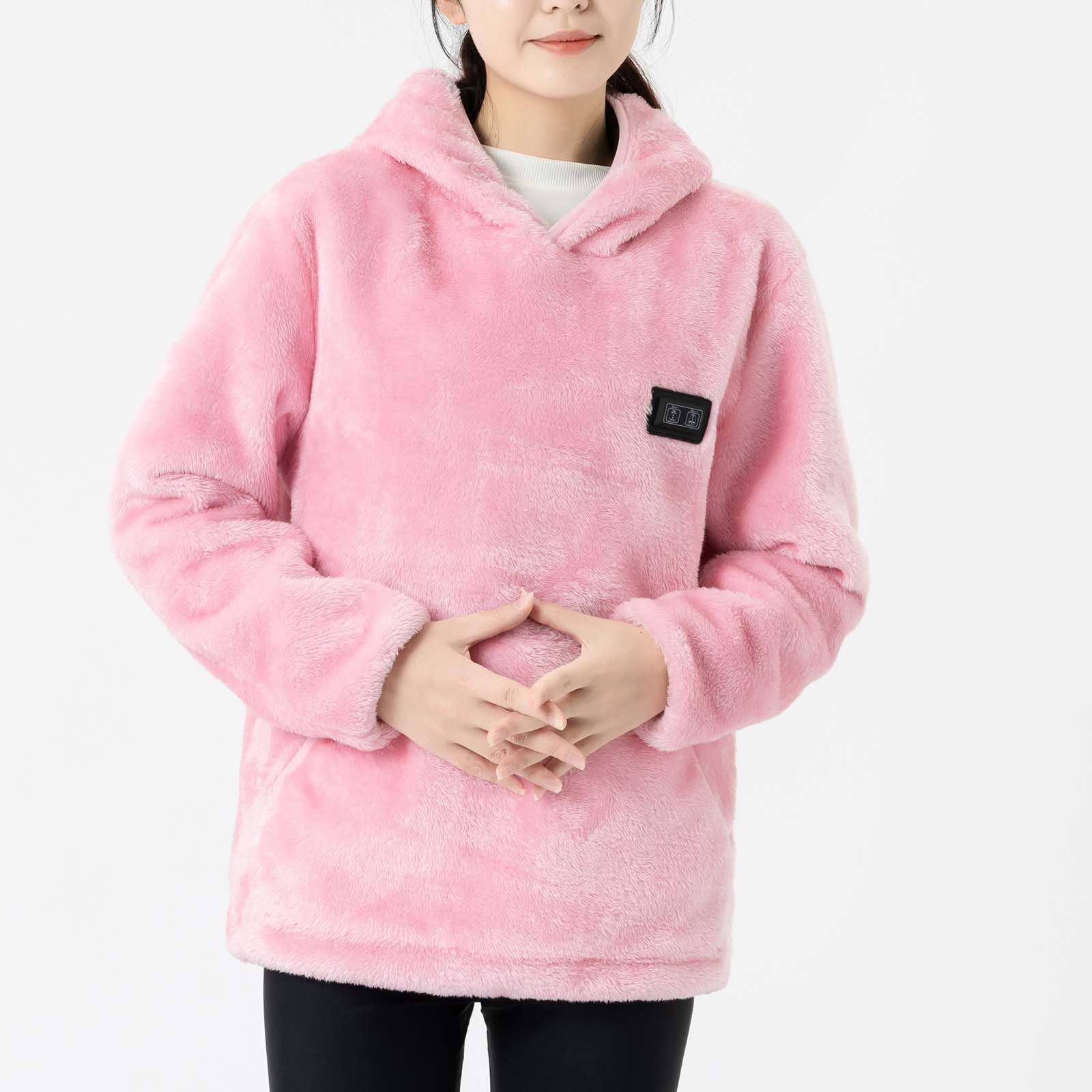 Oelaio Heated Fleece Hoodie for Men & Women - Long Sleeve Pullover Sweatshirt with Pockets, Perfect for Outdoor Activities, Winter Sports, and Casual Wear