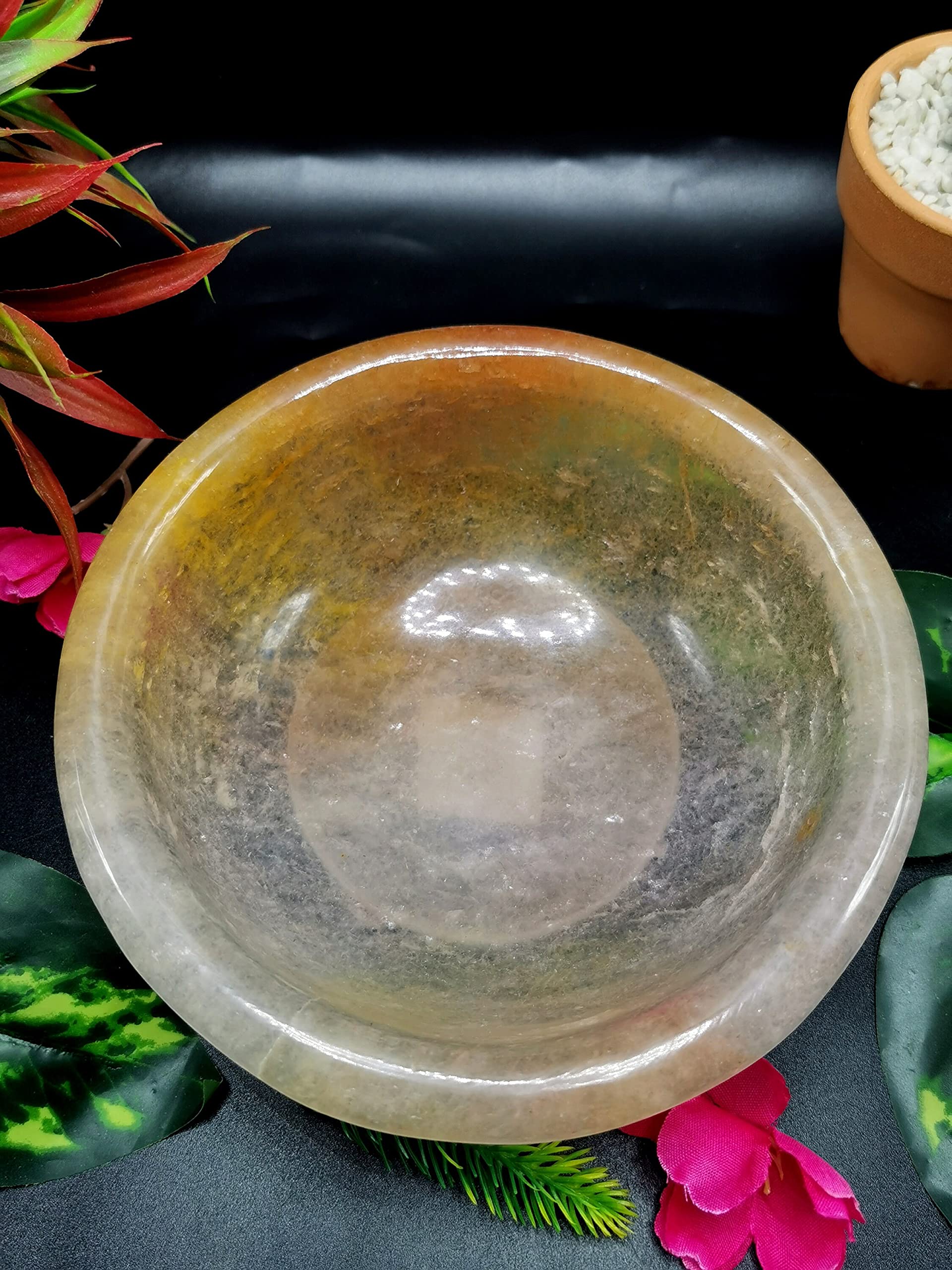 Hand Carved Red Quartz Decorative Bowl - 6 Inch Elegant Serving Dish (340g/0.75lb) - Perfect for Home Decor, Gift Giving & Table Centerpieces