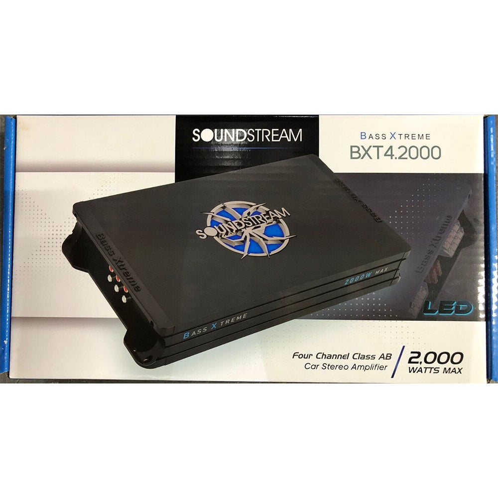 Soundstream BXT4.2000 Bass Xtreme Series 4 Channel Car Amplifier - 2000W High Power Audio Amp for Car Stereo System, Bass Boost & Subwoofer - Perfect for Car Audio Upgrades, Truck & SUV Sound Systems