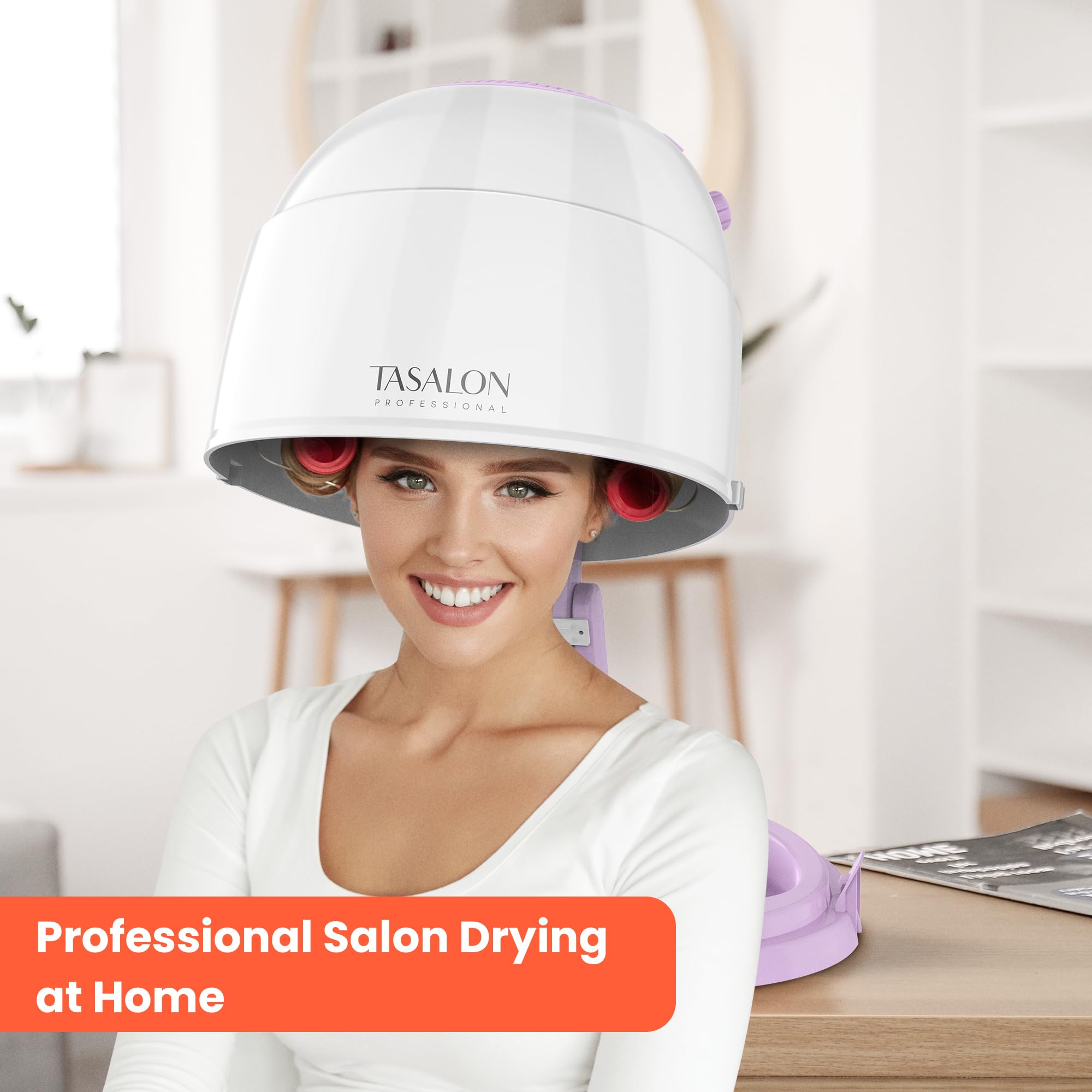 TASALON 1875W Ionic Hooded Hair Dryer with 3 Heat Settings - Professional Salon-Grade Bonnet Dryer with Ceramic Technology for Women | Perfect for Home Use, Salon Styling & Deep Conditioning Treatments