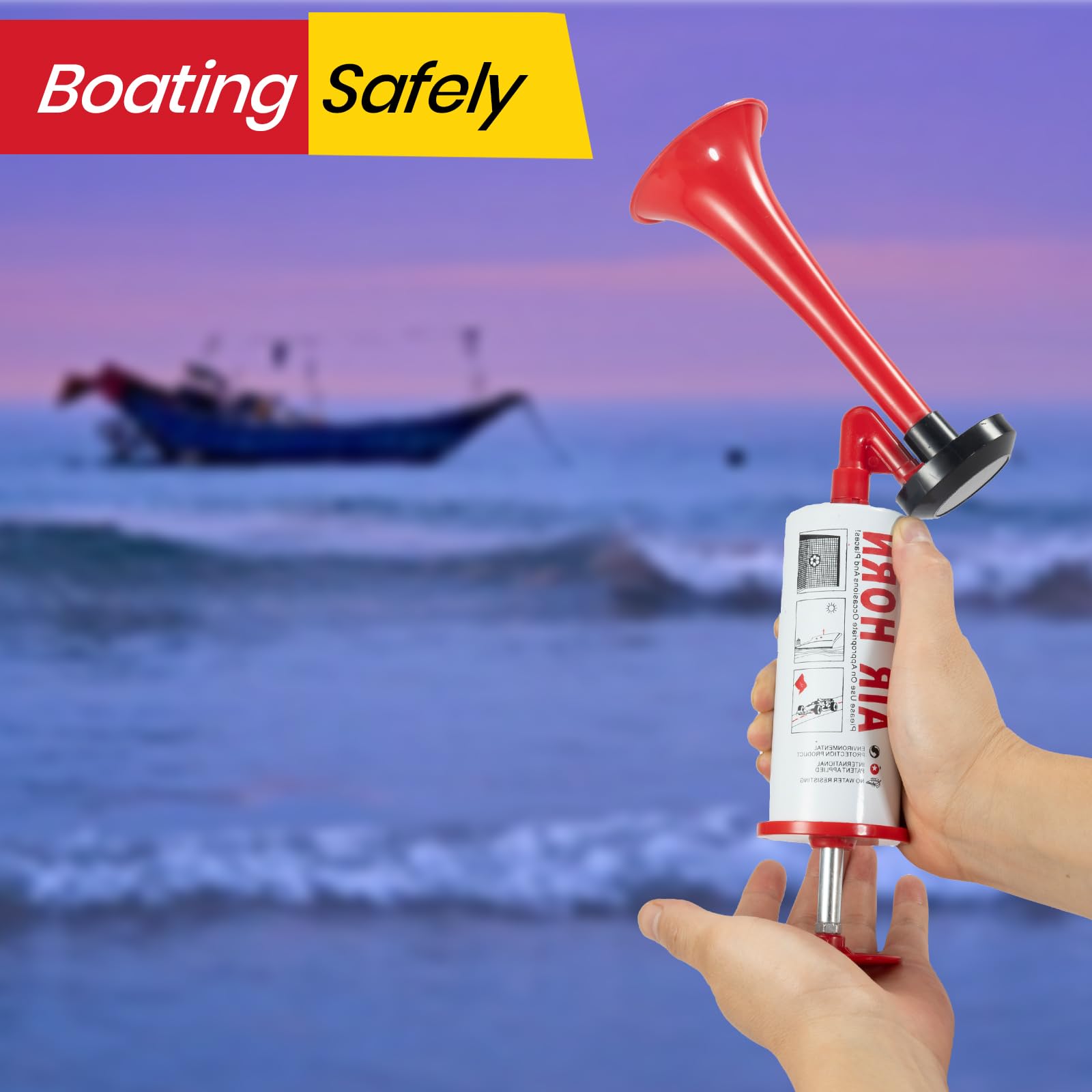 Handheld Air Horn - Loud Noise Maker for Sports Events, Boating, Safety Alerts & Parties - Durable Aluminum Body with Air Pump (Red) - Perfect for Emergency Signaling, Stadium Cheering & Marine Safety