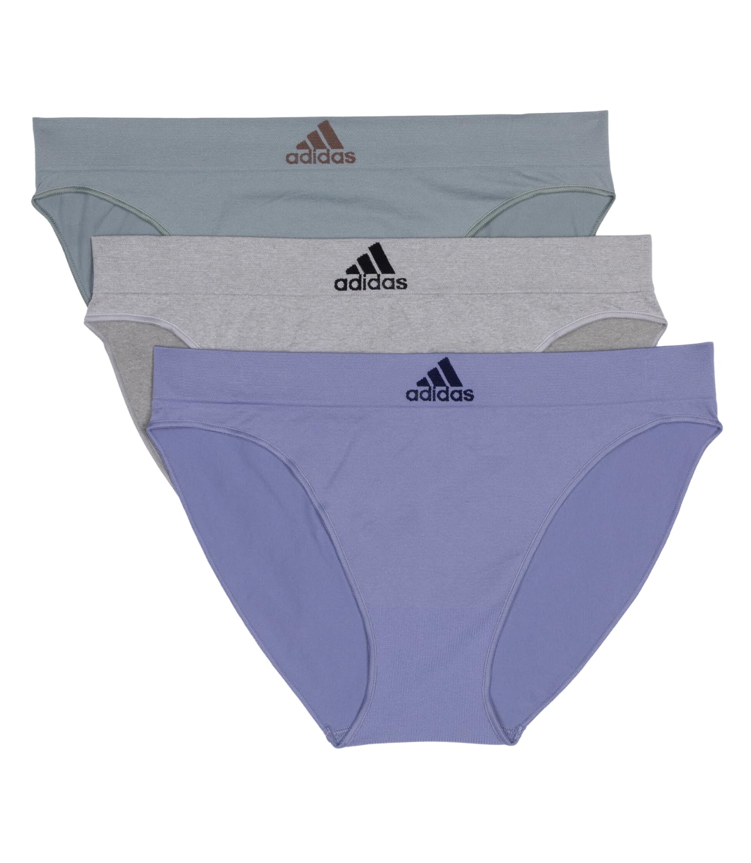 adidas Women's Seamless Bikini Underwear 3-Pack - Soft Breathable Comfortable Panties for Workout, Yoga & Everyday Wear