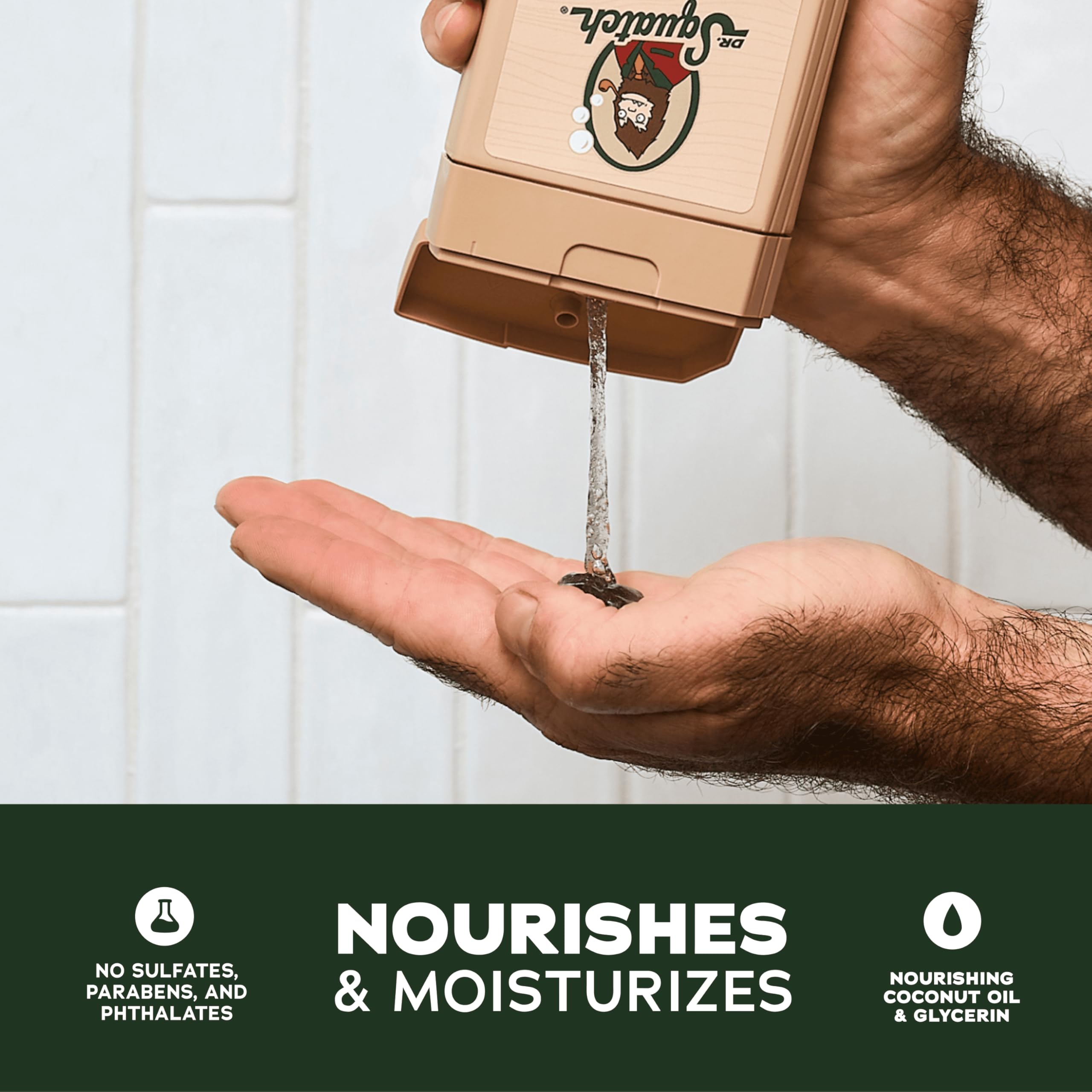 Dr. Squatch Natural Men's Body Wash Set - Exfoliating & Non-Exfoliating (Pine Tar 14oz + Coconut Castaway & Wood Barrel Bourbon 8oz 2-Pack) with Body Scrubber - Organic Soap for Shower & Gym - Gift for Him