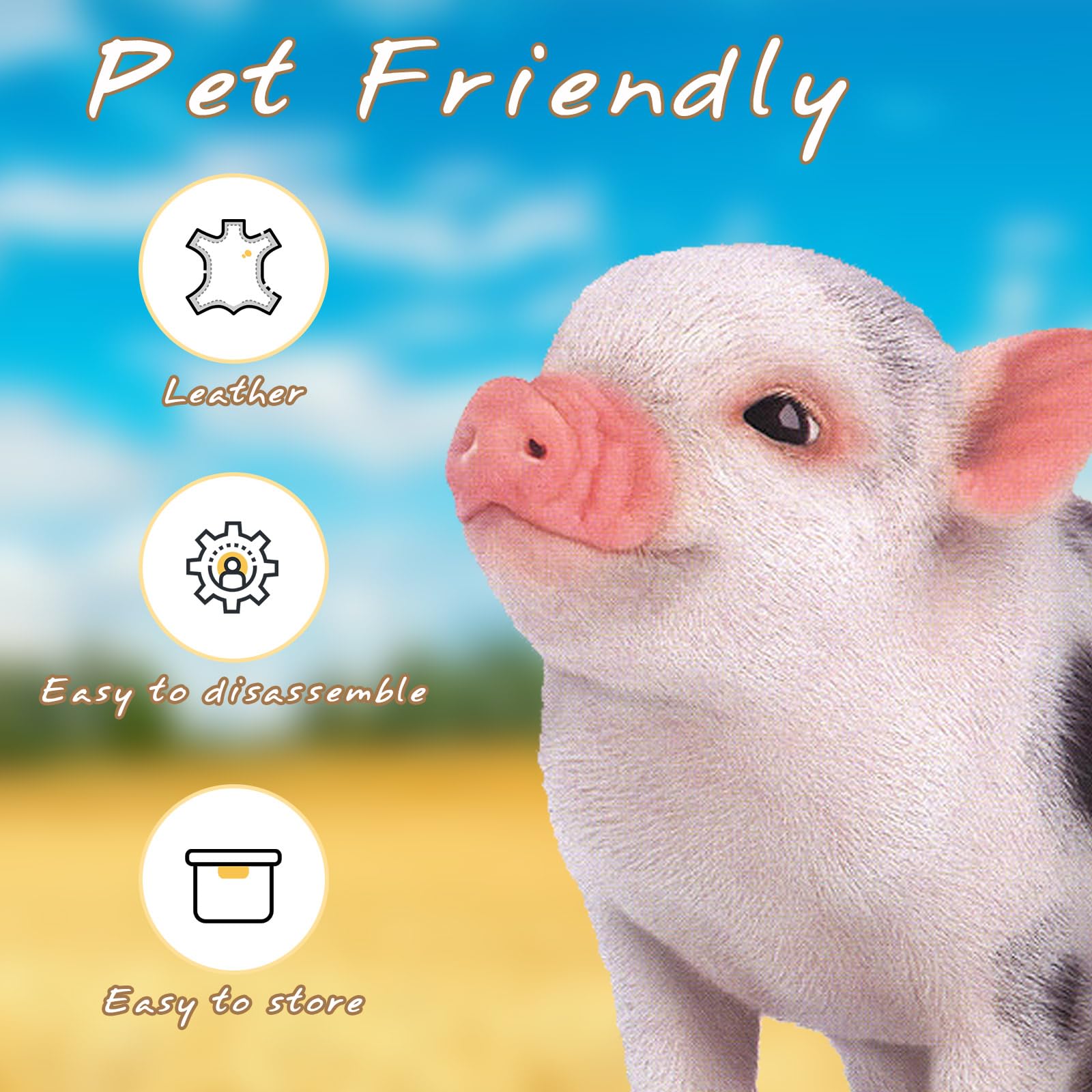 Mini Pig Supplies - Adjustable Pig Harness & 8ft Leash for Small to Medium Pet Pigs - Perfect for Outdoor Walks, Training & Travel Accessories