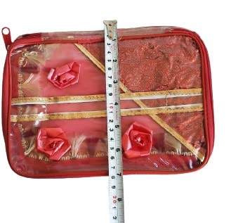 Salvus APP SOLUTIONS Adjustable Makeup Organizer Case for Women - Cosmetic Storage Pouch with Compartments, Jewelry & Accessories Organizer (9x7 Inch, Red) - Perfect for Travel, Home Vanity & Daily Beauty Essentials