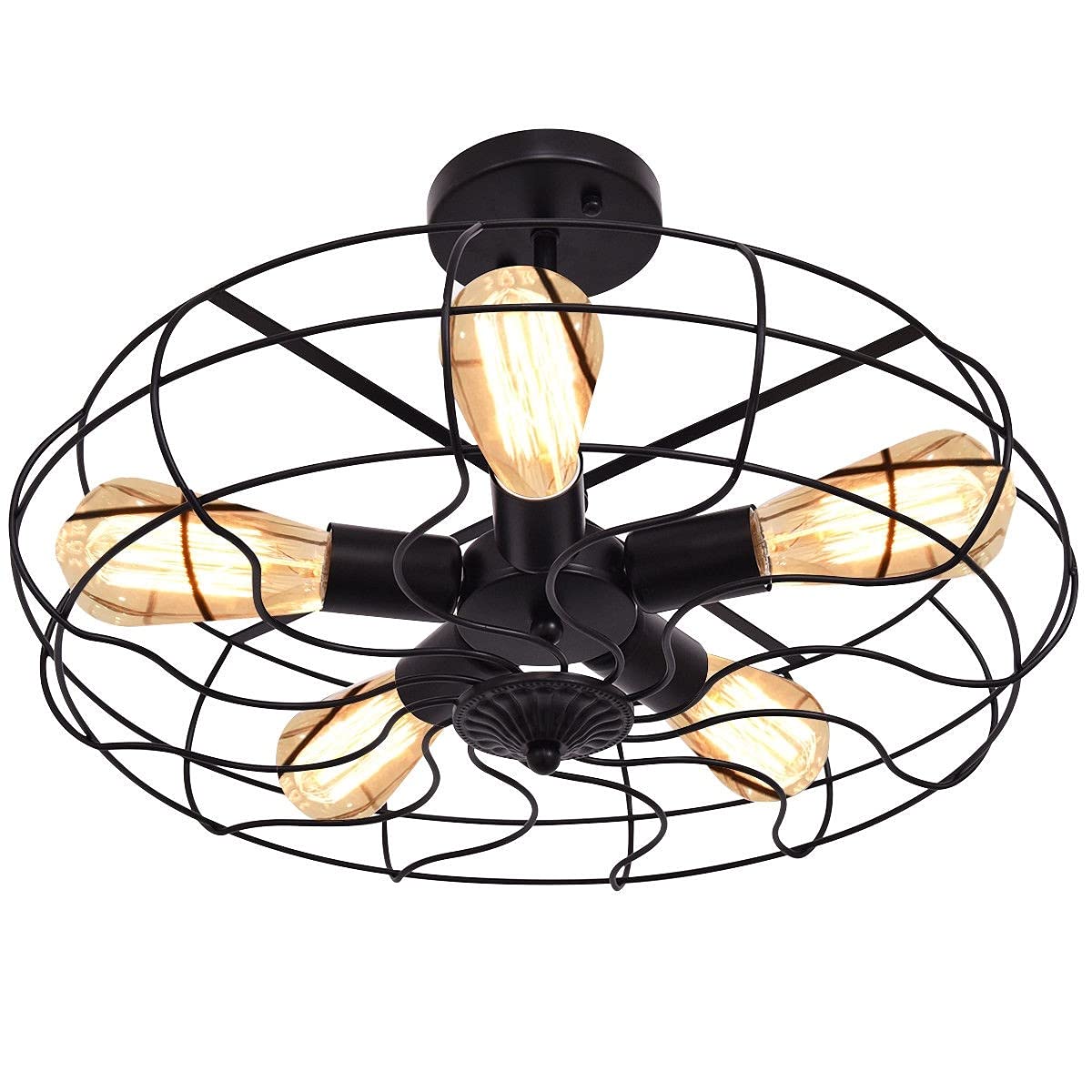 Safeplus 5-Light Vintage Industrial Pendant Light Fixture - Metal Ceiling Chandelier for Farmhouse, Kitchen Island, Dining Room & Entryway | Perfect for Rustic Home Decor, Restaurant Lighting & Commercial Spaces