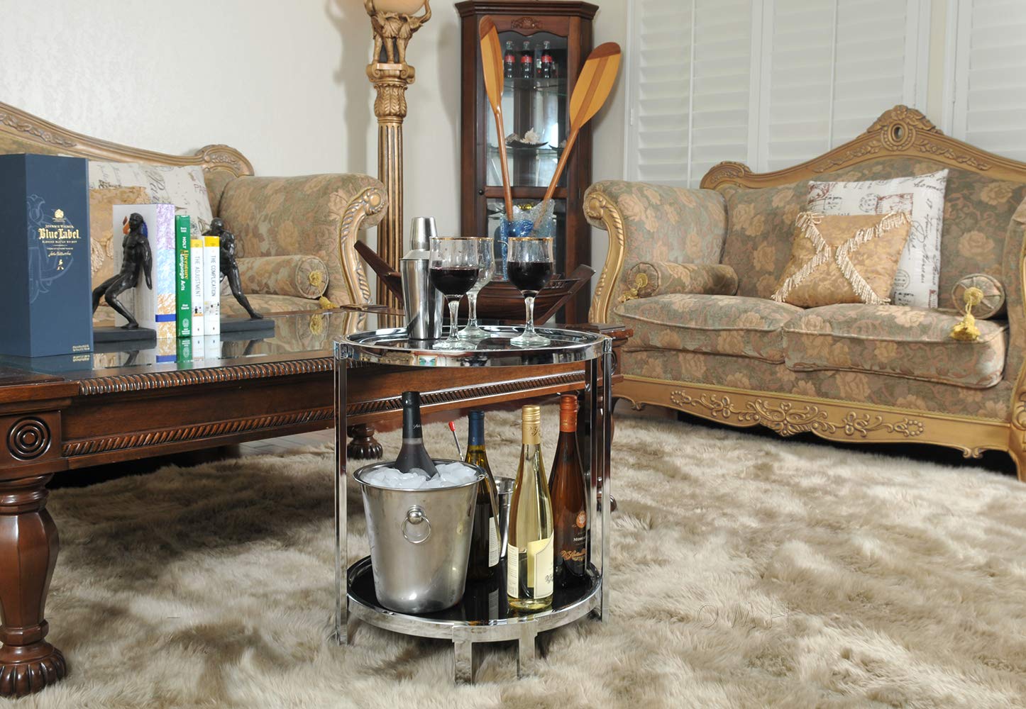 Round End Table with Chrome Finish - Modern Side Table for Living Room, Bedroom, or Office - Perfect for Small Spaces and Home Decor