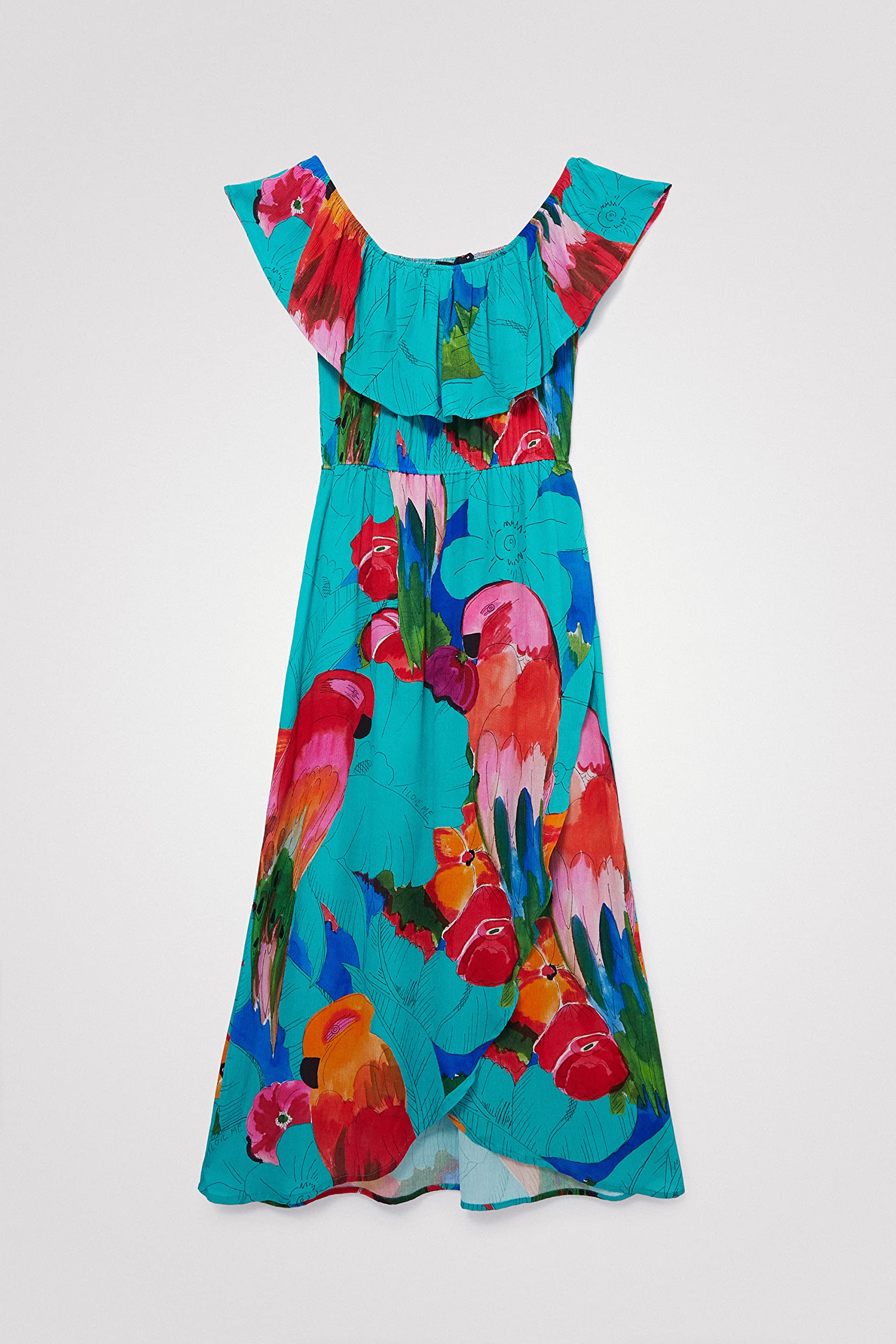 Desigual Women's Summer Floral Dress - Lightweight Short Sleeve Casual Sundress for Beach, Vacation & Date Night Outfits
