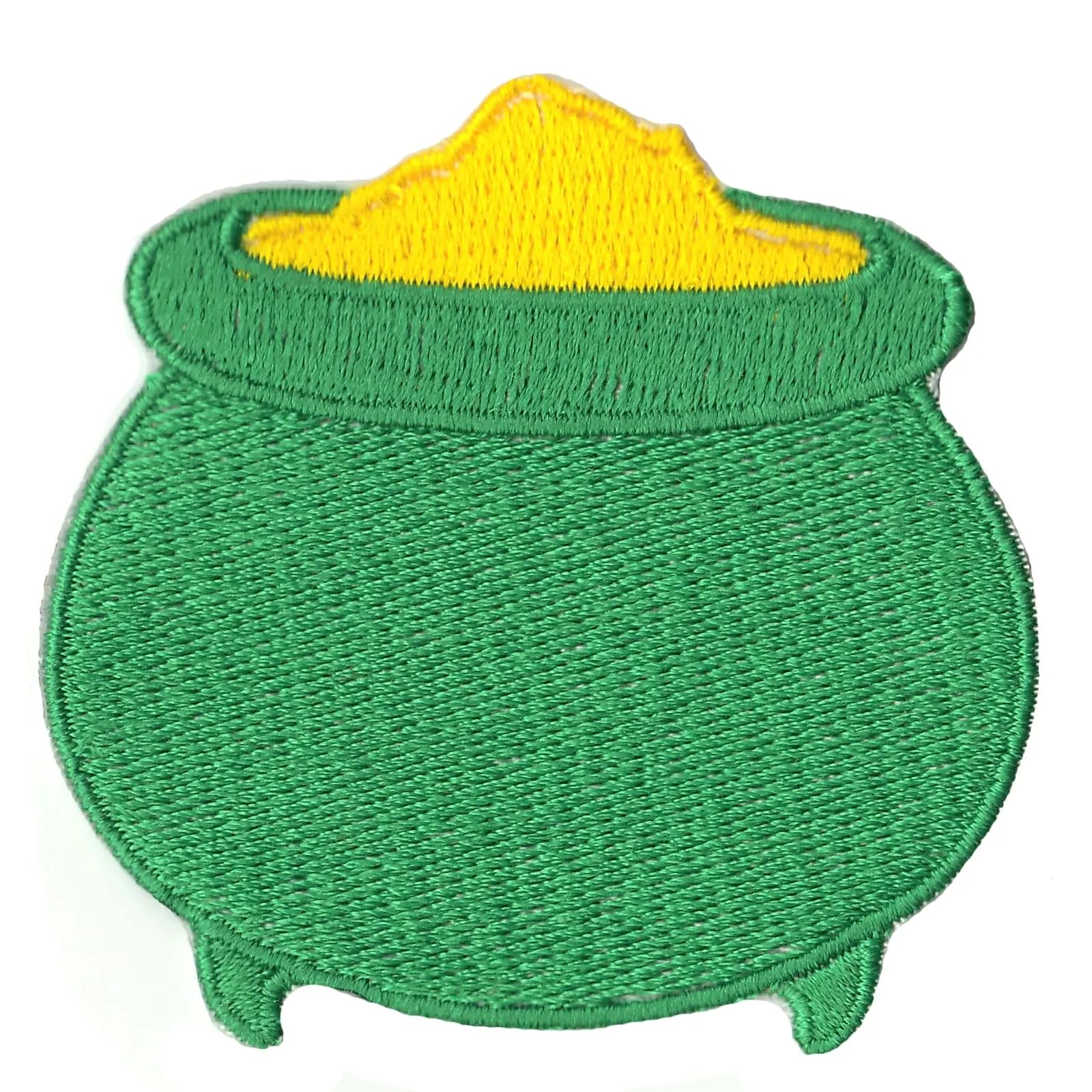 Green Pot of Gold Patch - St. Patrick's Day Leprechaun Embroidered Iron On Applique for DIY Crafts, Costumes & Denim Jackets