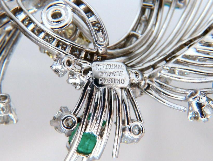 GIA Certified Natural Fancy Diamond Emerald Platinum Brooch Pin - Elegant Jewelry for Weddings, Galas & Special Occasions