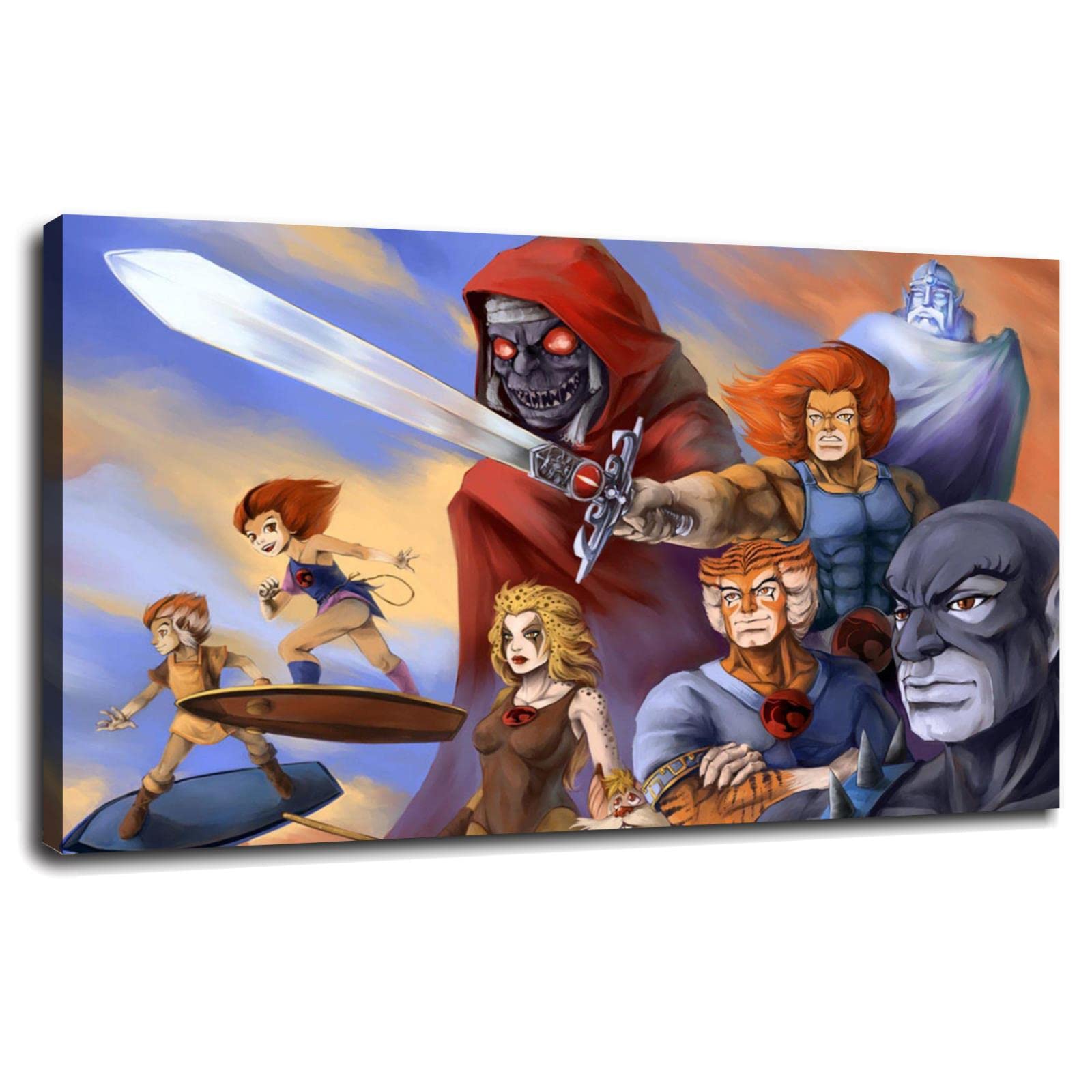 Retro Cartoon Anime Thunder Cats Canvas Wall Art Print - 42x24 Inch Framed Poster for Teen Bedroom, Home & Office Decor | Perfect for Anime Lovers' Room, Gaming Setup & Pop Culture Themed Spaces