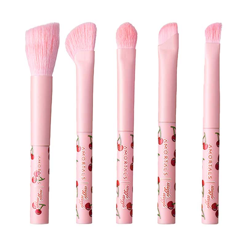 AMORTALS X Wiggle Portable Makeup Brush Set - 12 Piece Travel Cosmetic Brush Kit with Pouch for Foundation, Blending, Eyeshadow & Contouring | Perfect for On-The-Go Makeup, Travel & Professional Use