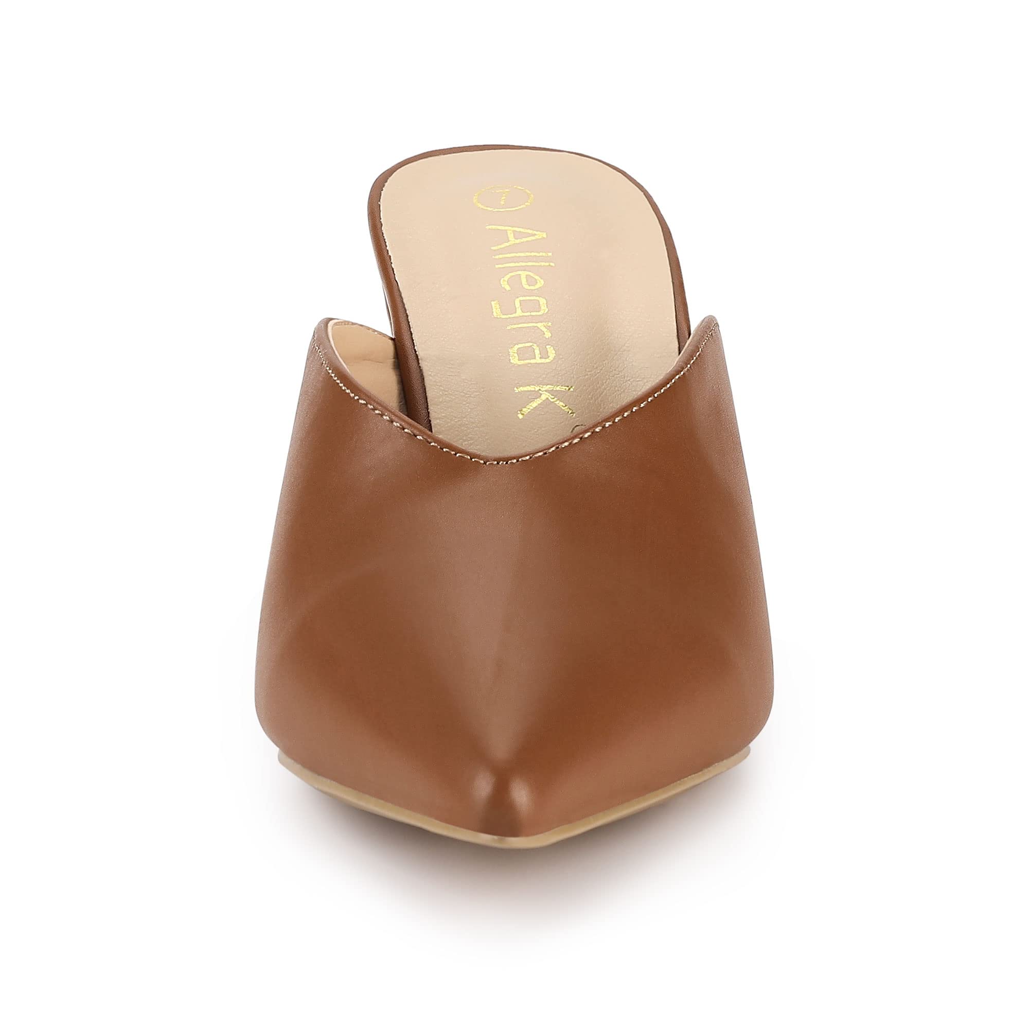 Allegra K Women's Chunky Heel Pointed Toe Slide Mules - Comfortable Dressy Sandals for Work, Party & Wedding Occasions