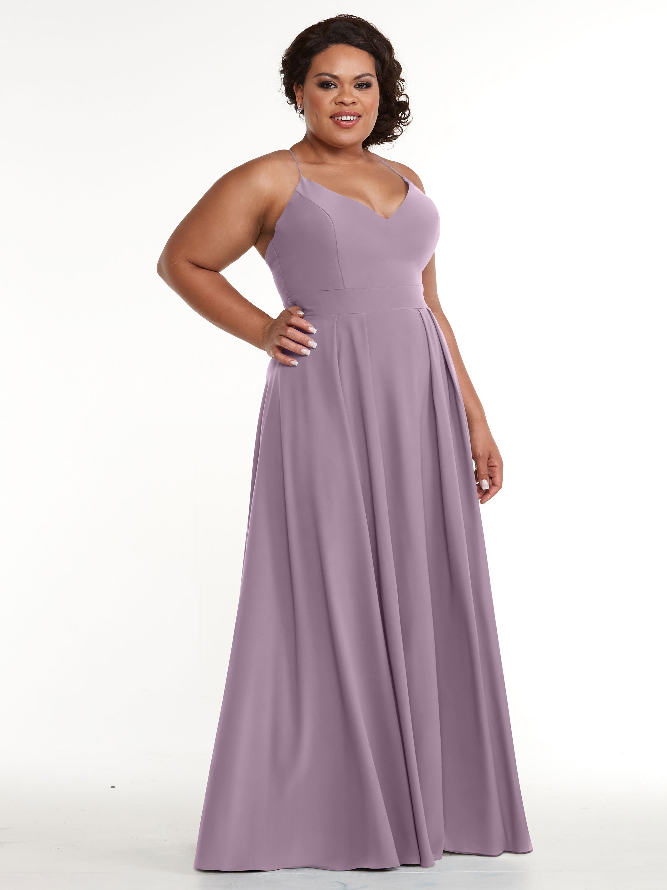 Elegant 83027 Stretch Chiffon A-Line Bridesmaid Dress with Pleats - Perfect for Weddings, Formal Events & Evening Parties