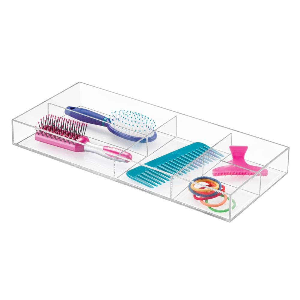iDesign Clarity Wall Mount Nail Polish Organizer - 3-Tier Acrylic Storage Rack for Bathroom, Closet & Bedroom Vanity - Space-Saving Makeup Organizer (Set of 1 with Vanity Tray) - Perfect for Salon, Home Decor & Gift Ideas