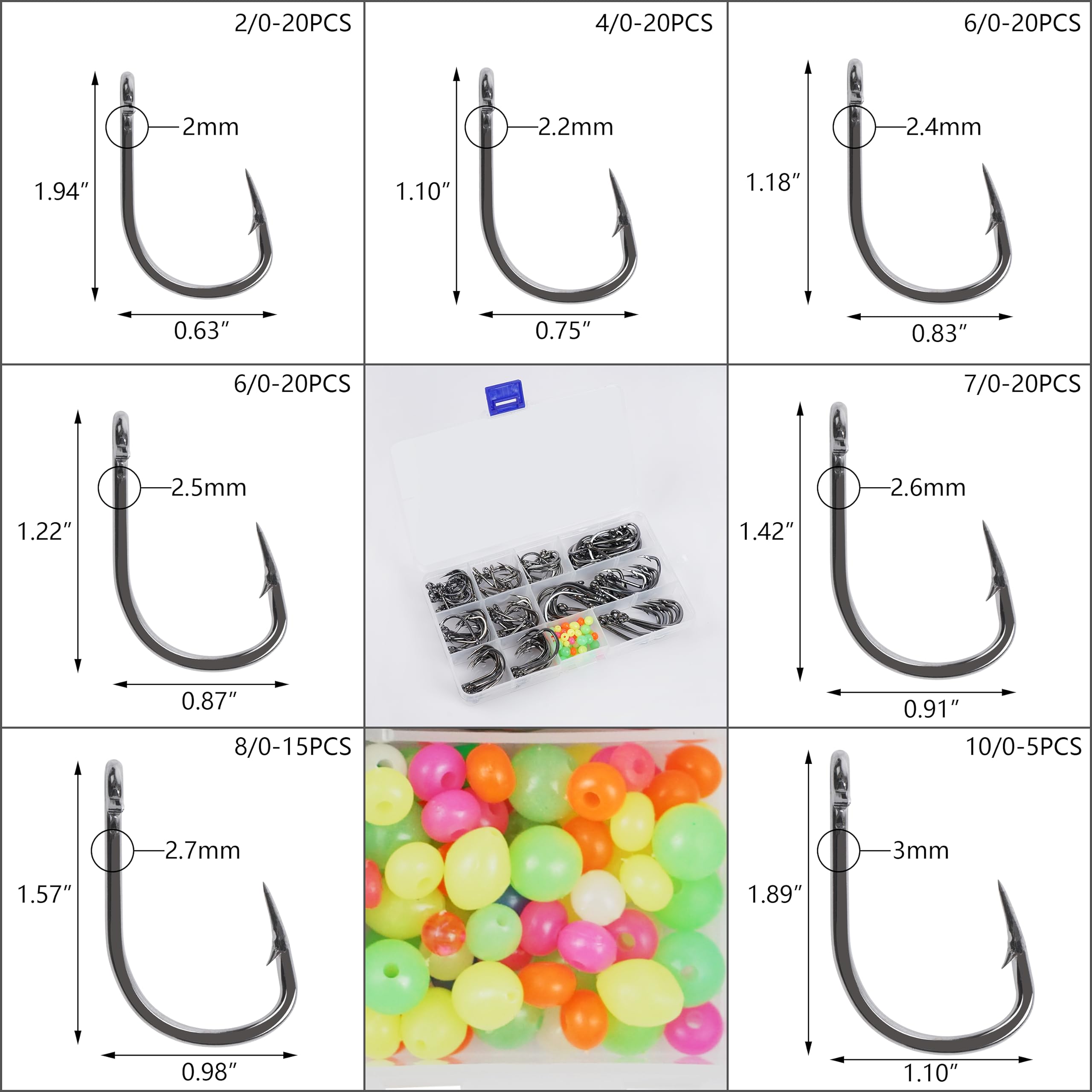 Stainless Steel Saltwater & Freshwater Fishing Hooks - 2X Strong Sharpened Circle Hooks for Live Bait, Ocean & Lake Fishing | Durable Assist Hooks for Bass, Trout & Saltwater Species