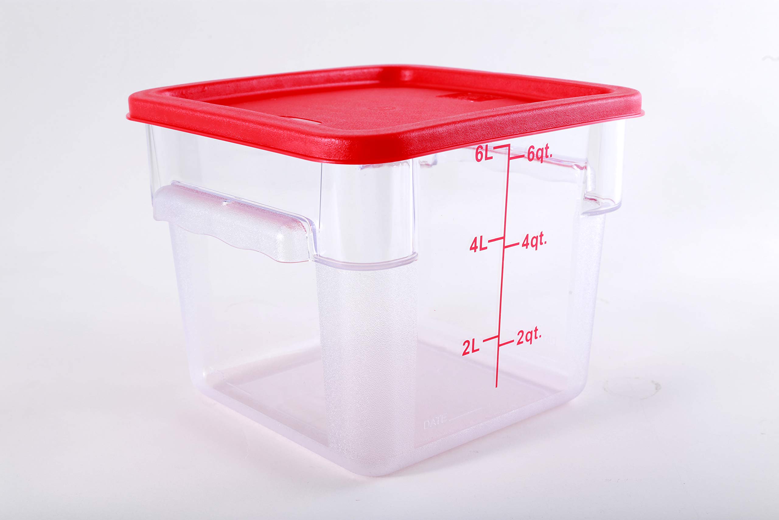 CMI 6 Qt Commercial Grade Square Food Storage Containers with Lids - BPA-Free Polycarbonate, Clear, Stackable - Pack of 5 for Restaurant, Meal Prep & Leftovers Storage