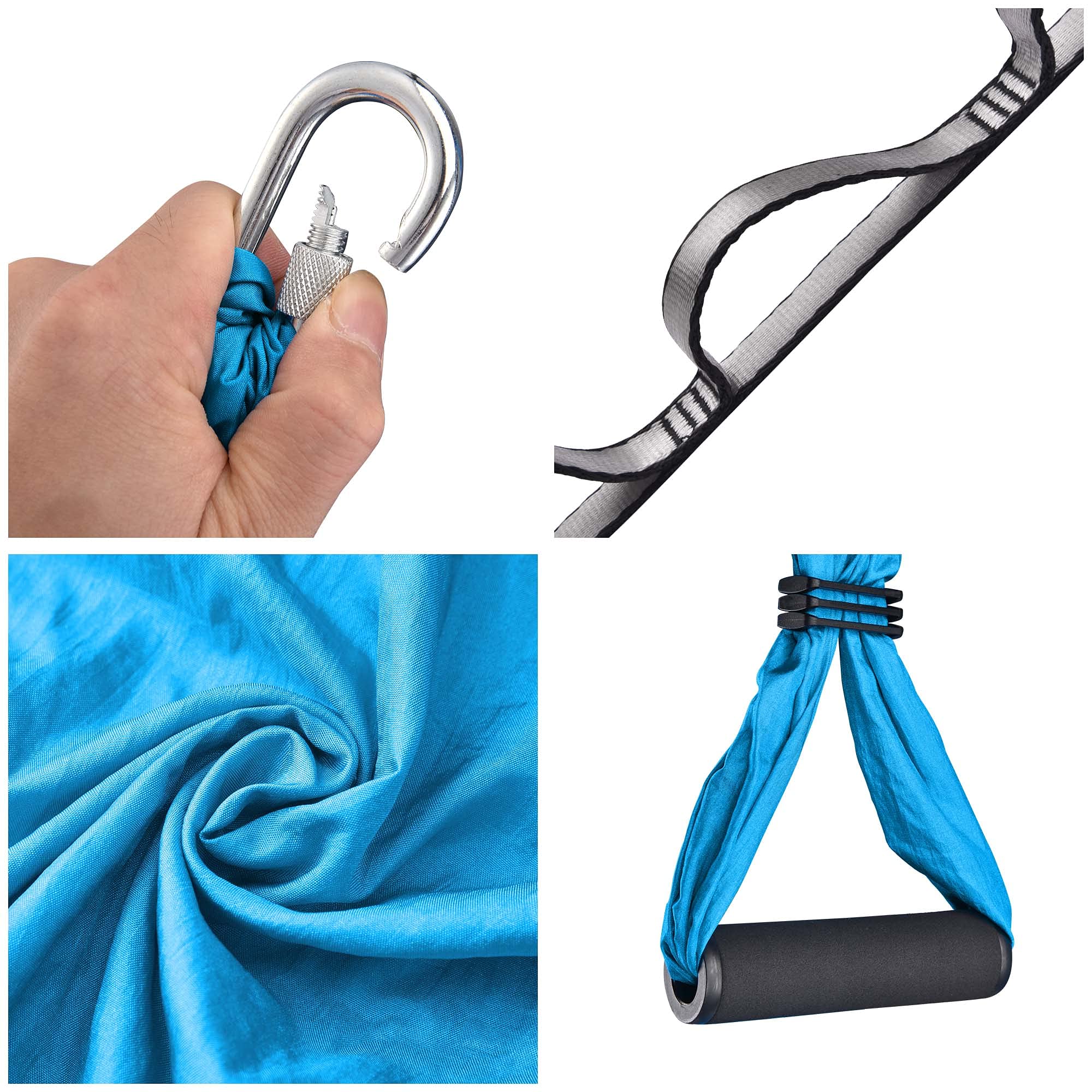 Aerial Yoga Swing Set - 440 lbs Capacity Flying Yoga Trapeze Hammock with Ceiling Hanging Kit - Anti-Gravity Inversion Tool for Home Gym, Studio & Outdoor Workouts