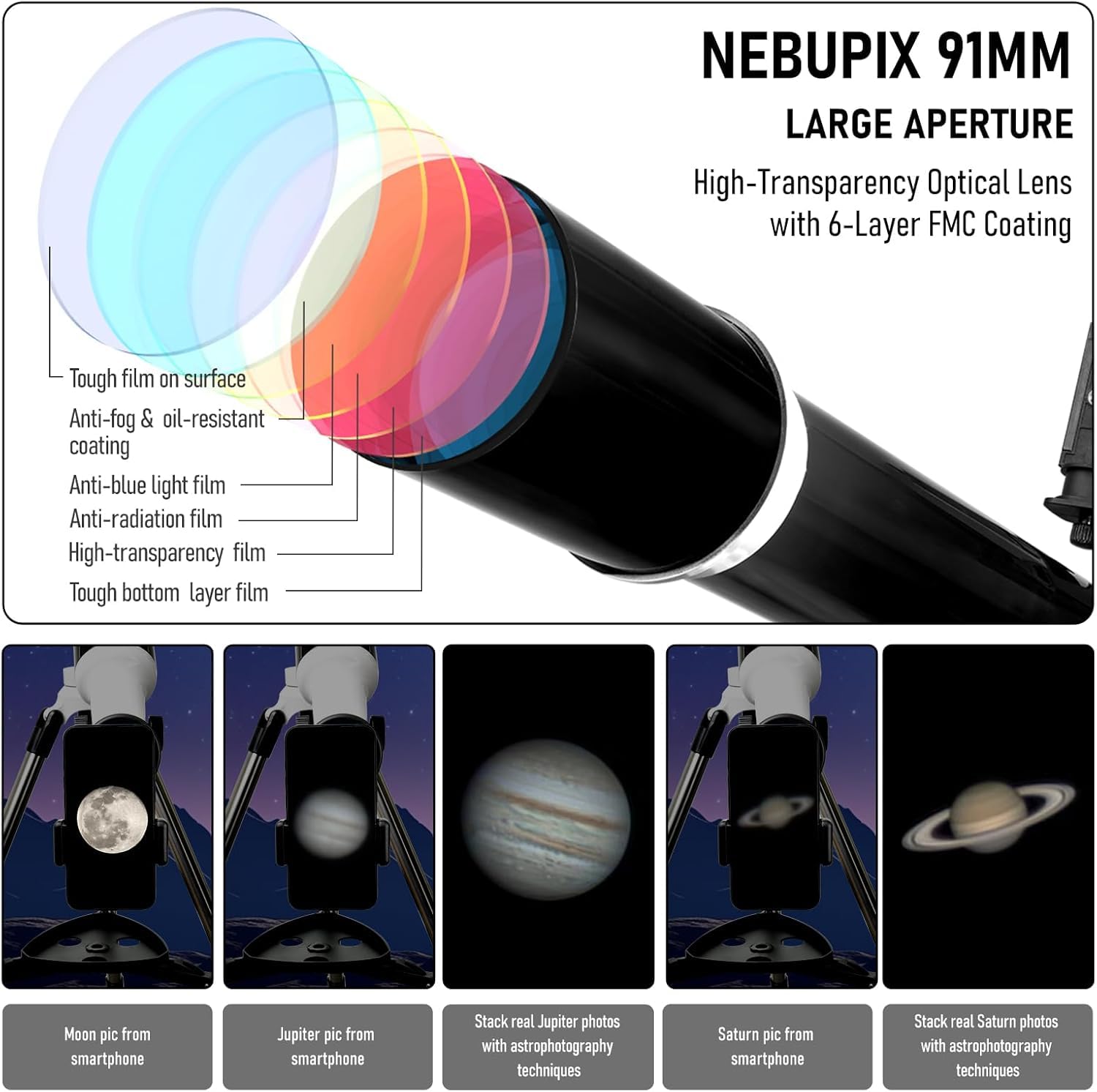 **91mm Aperture 700mm FL Telescope with StarFinding System - High-Powered Astronomy Telescope for Adults & Beginners | All Metal AZ Mount, Phone Adapter & Remote | Perfect for Stargazing, Astrophotography & Outdoor Exploration**