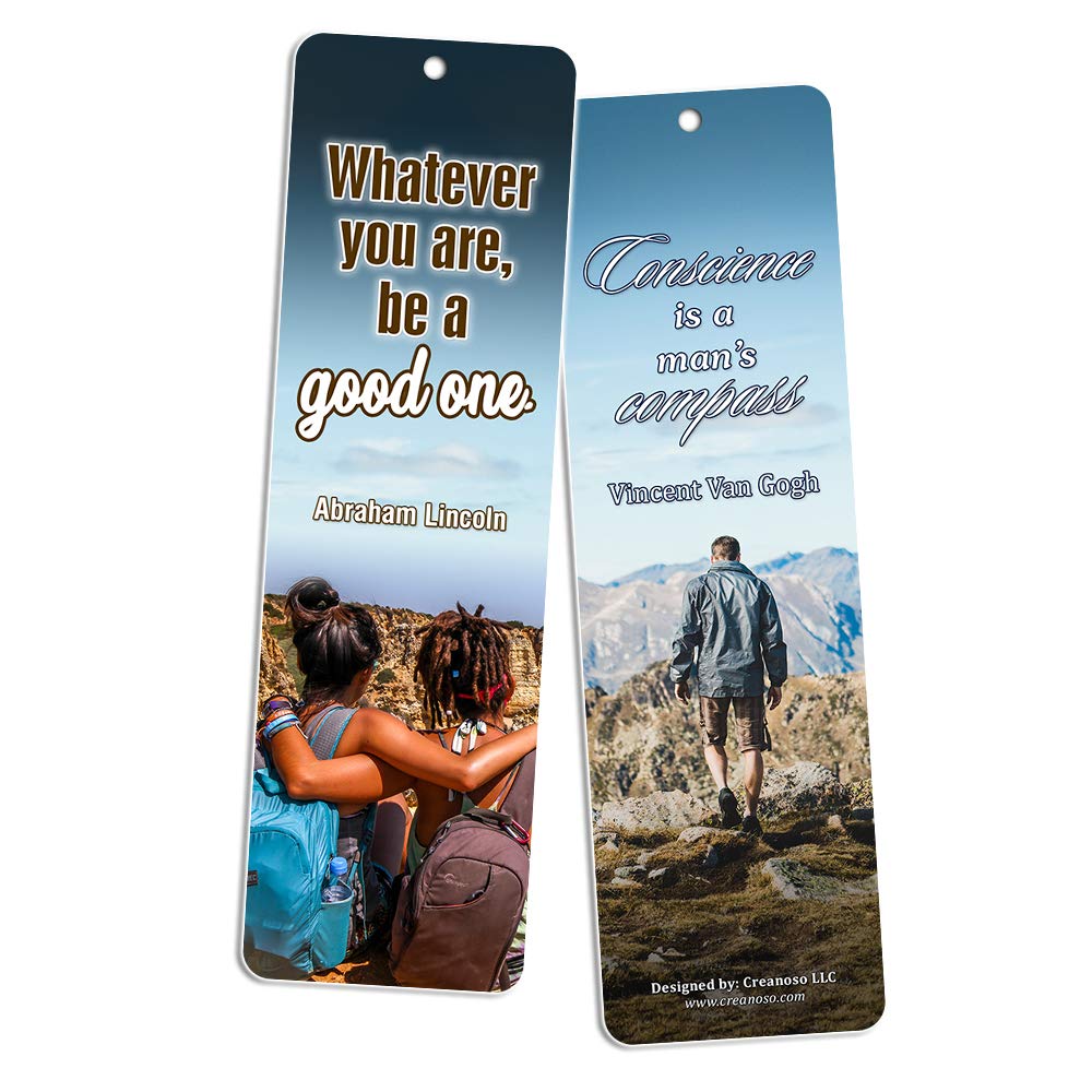 Creanoso Inspirational Quote Bookmarks Set (12-Pack) - Premium Motivational Bookmark Gift for Readers & Book Lovers - 6 Beautiful Designs - Perfect for Reading, Gifts, Book Clubs & Study Sessions