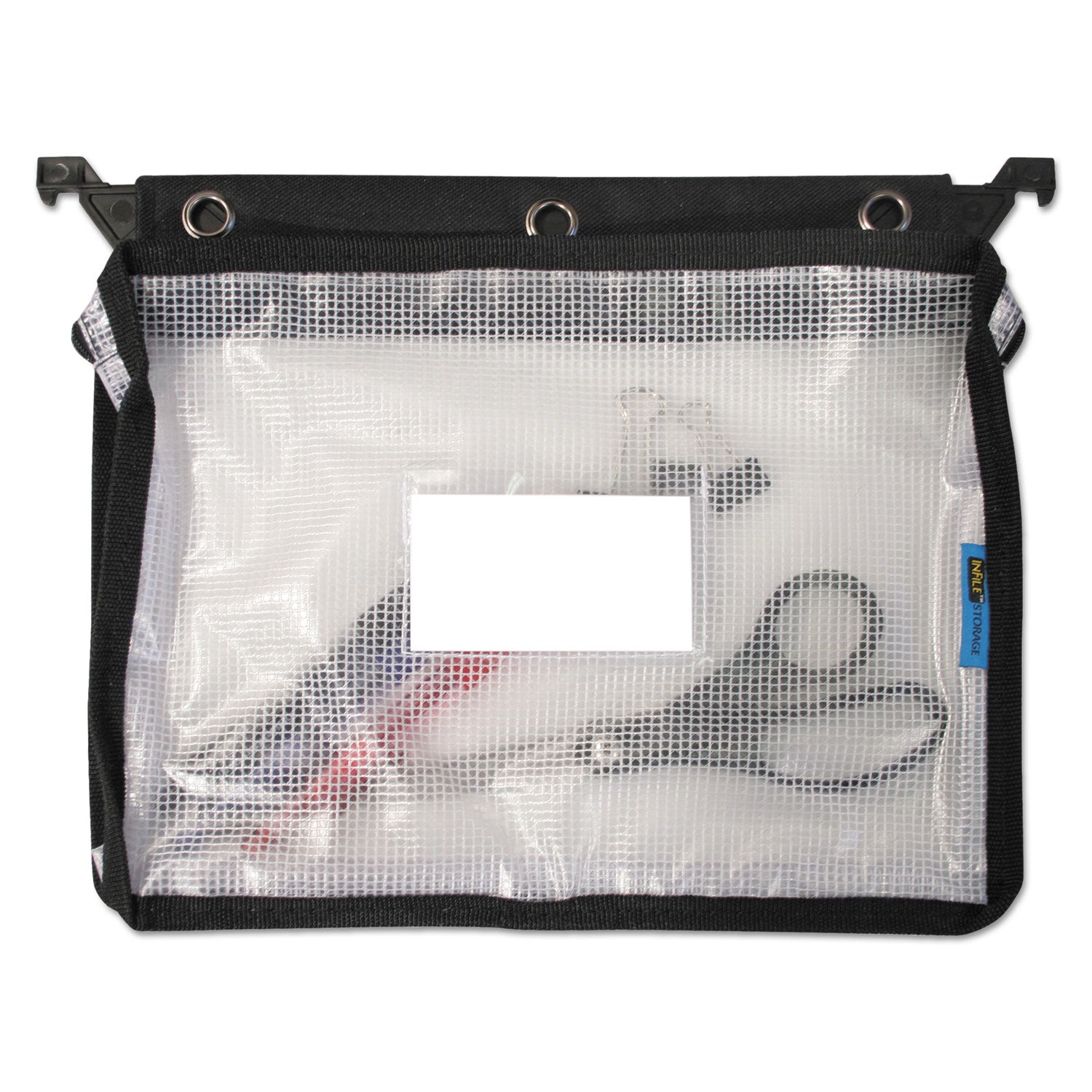 Advantus Expanding Zipper Pouch - 3 Hole Punched Clear/Black File Organizer (13