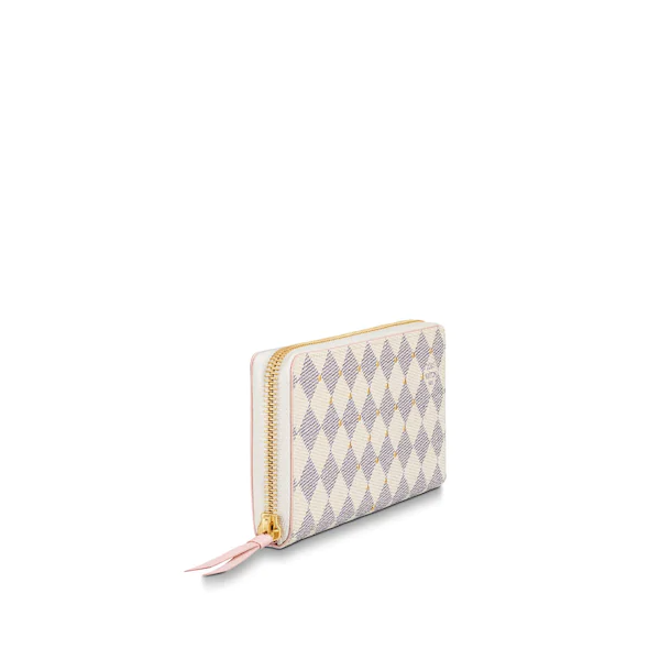 LV Clemence Wallet in Damier Azur Canvas with Rose Ballerine Interior - Perfect for Everyday Use & Travel Accessories