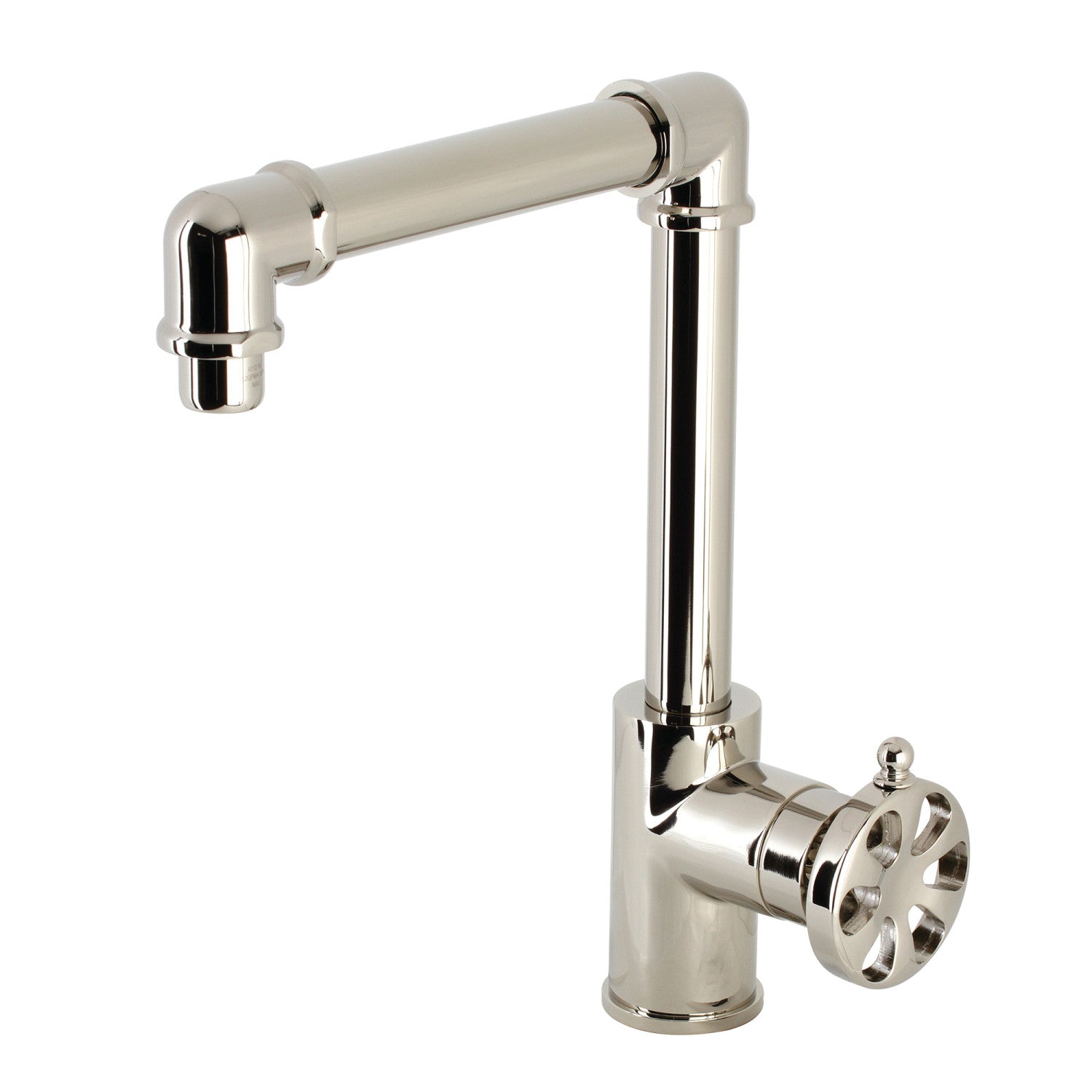 Belknap KS144RXPN Single Handle 1 Hole Bathroom Sink Faucet with Push Pop-Up Drain - Polished Nickel Finish for Modern Bathroom & Powder Room Renovations