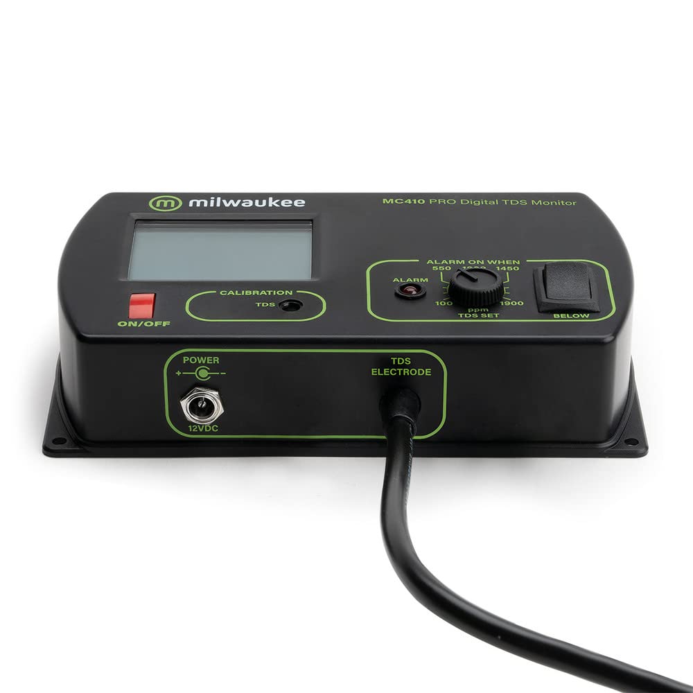 Milwaukee MC410 Conductivity EC Monitor with Mounting Kit - 0 to 1990 ppm, +/-2% Accuracy - Ideal for Hydroponics, Aquariums & Water Quality Testing