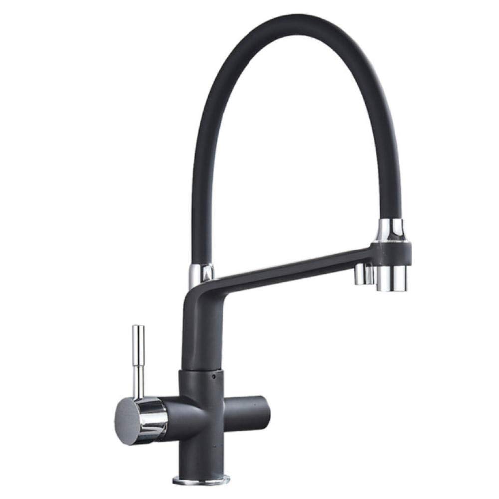 Premium Matte Black Kitchen Sink Faucet with Pure Water Filter - Dual Handle Hot & Cold Water Mixer Tap for Bathroom and Kitchen - Perfect for Cooking, Washing Dishes, and Drinking Filtered Water