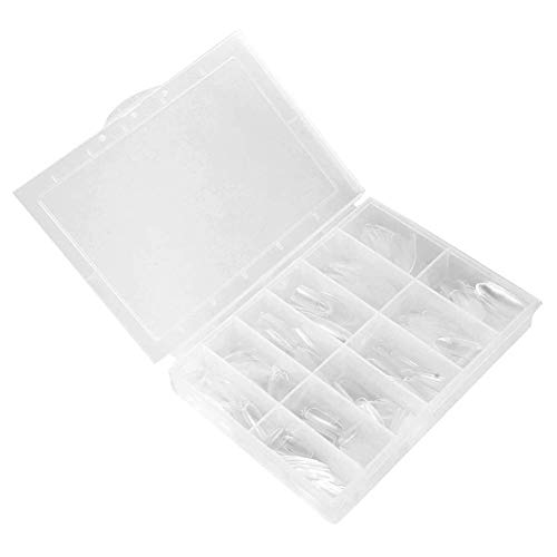 Clear Acrylic Nail Tips - Coffin Shape Long Fake Nails (12 Sizes, 360pcs) | Half Frosted False Nails for DIY Manicure & Nail Art | Perfect for Salon, Party, Wedding & Everyday Wear