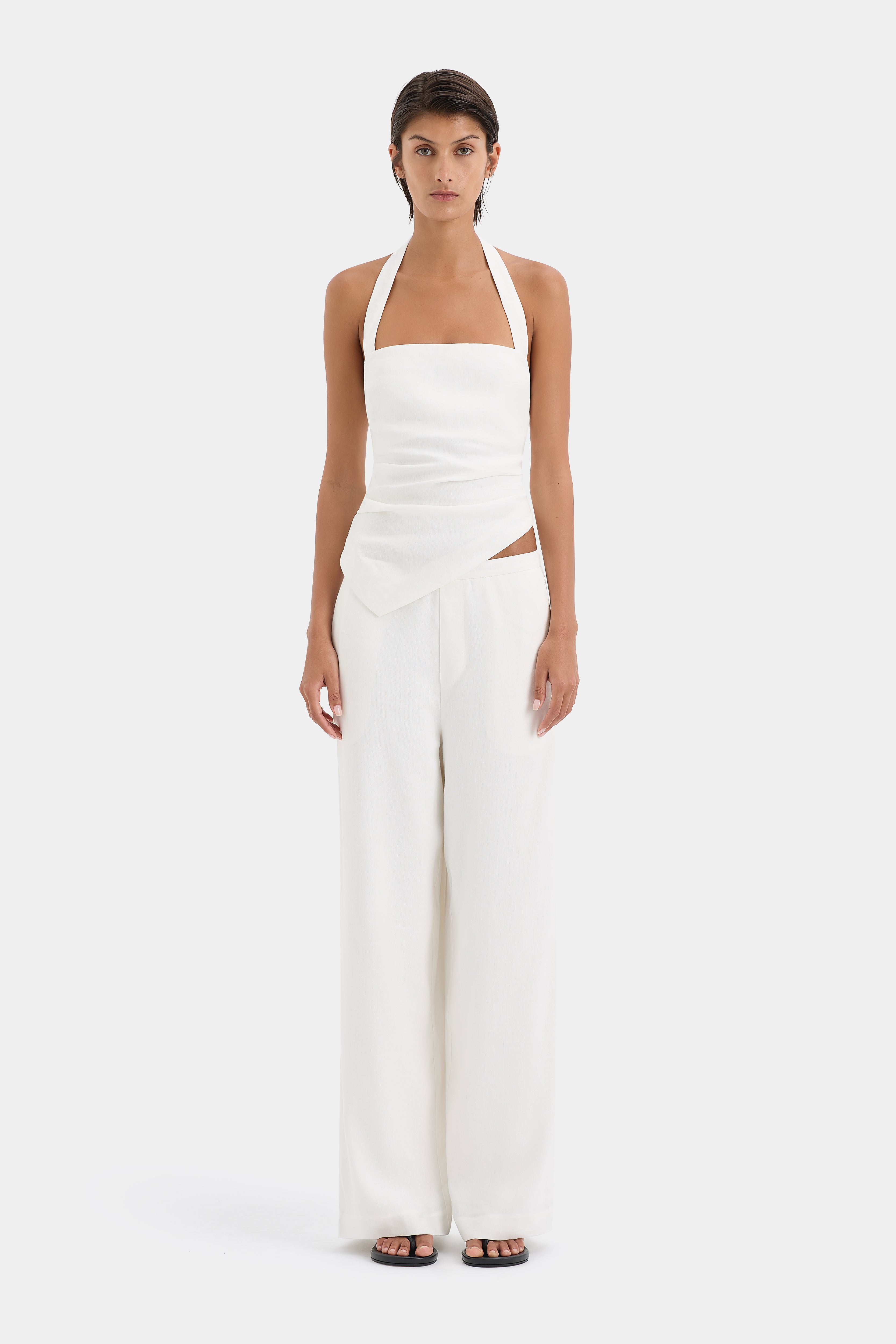 Dorian Women's High Waist Wide Leg Pants - Comfortable Stretchy Flowy Trousers for Work, Office & Casual Wear | Plus Size Available